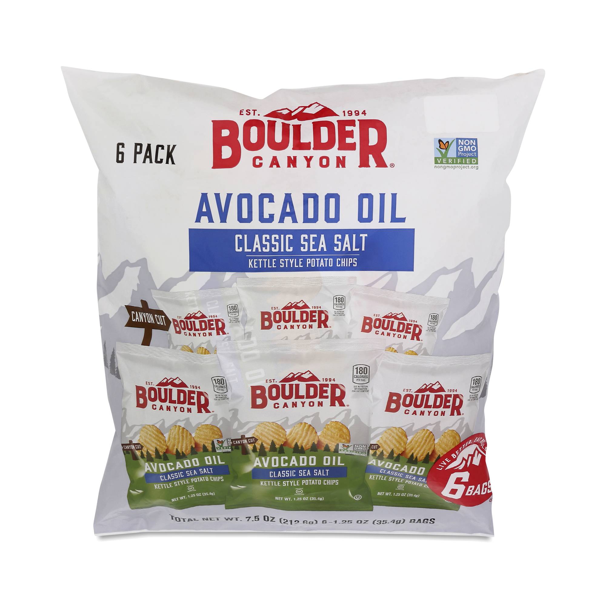 Avocado Oil Canyon Cut Kettle Style Potato Chips, Sea Salt, Snack Pack