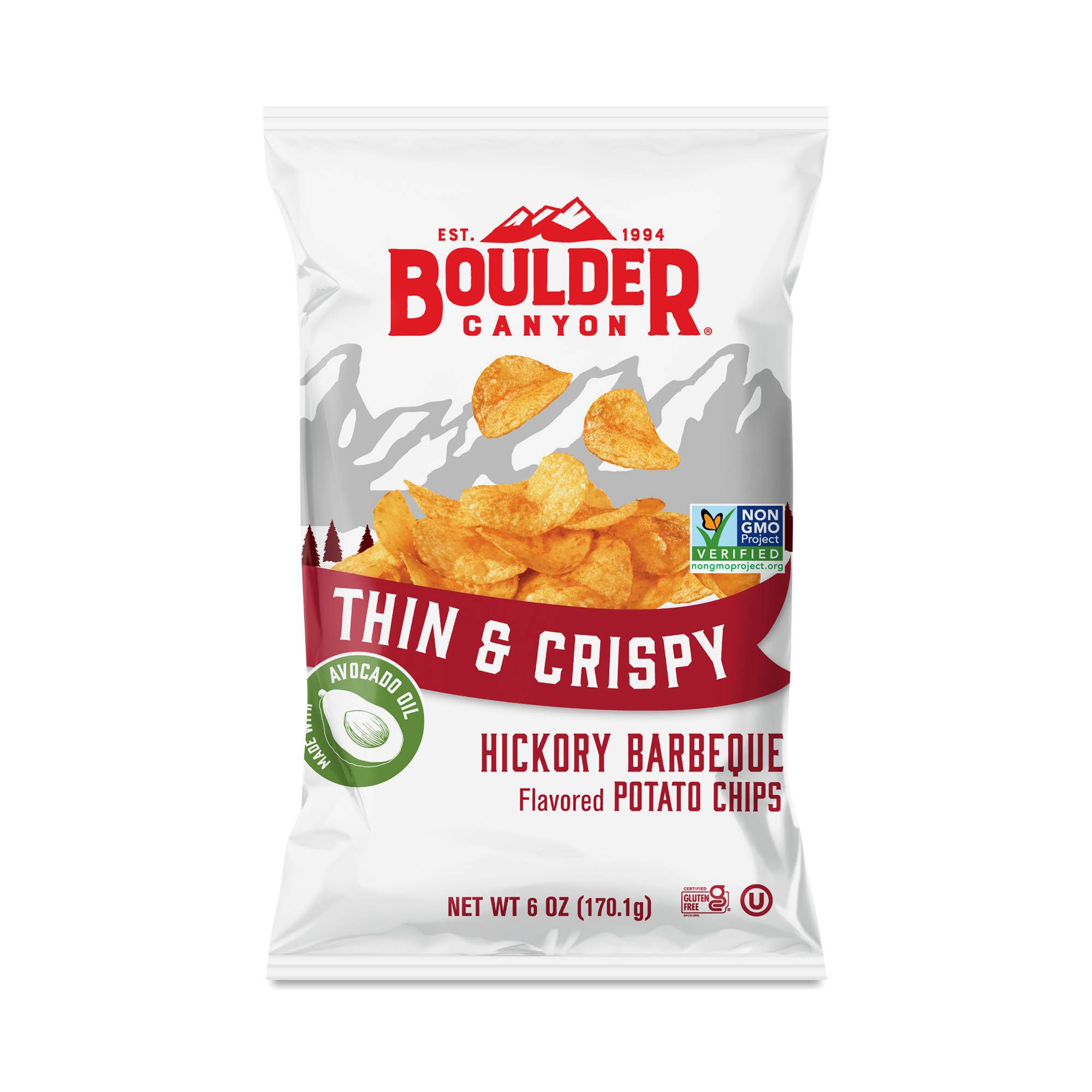 Thin & Crispy Potato Chips, Hickory BBQ, Avocado Oil