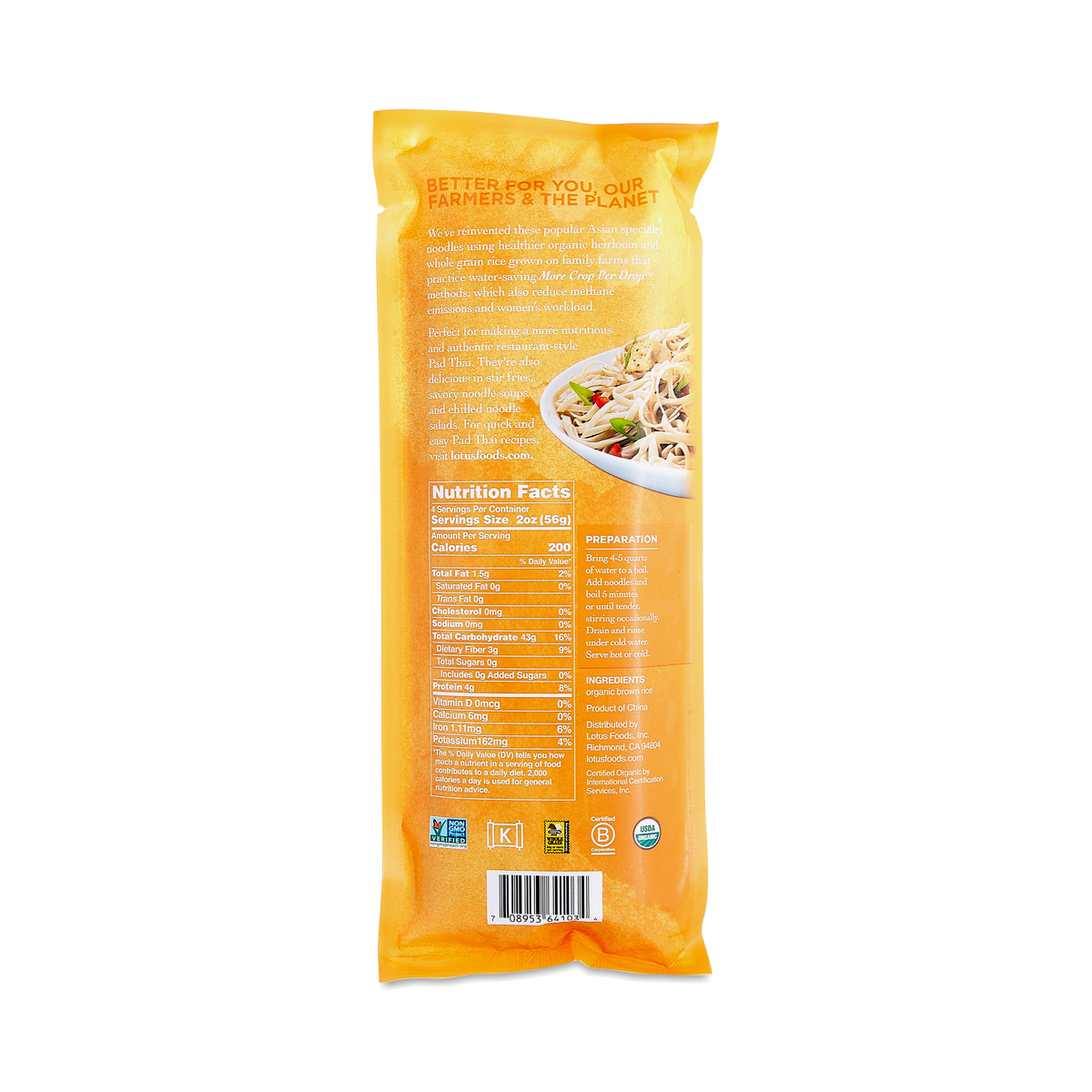 Organic Brown Pad Thai Rice Noodles by Lotus Foods Thrive Market