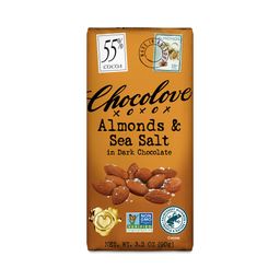 Almonds & Sea Salt Dark Chocolate Bar, 55% Cocoa