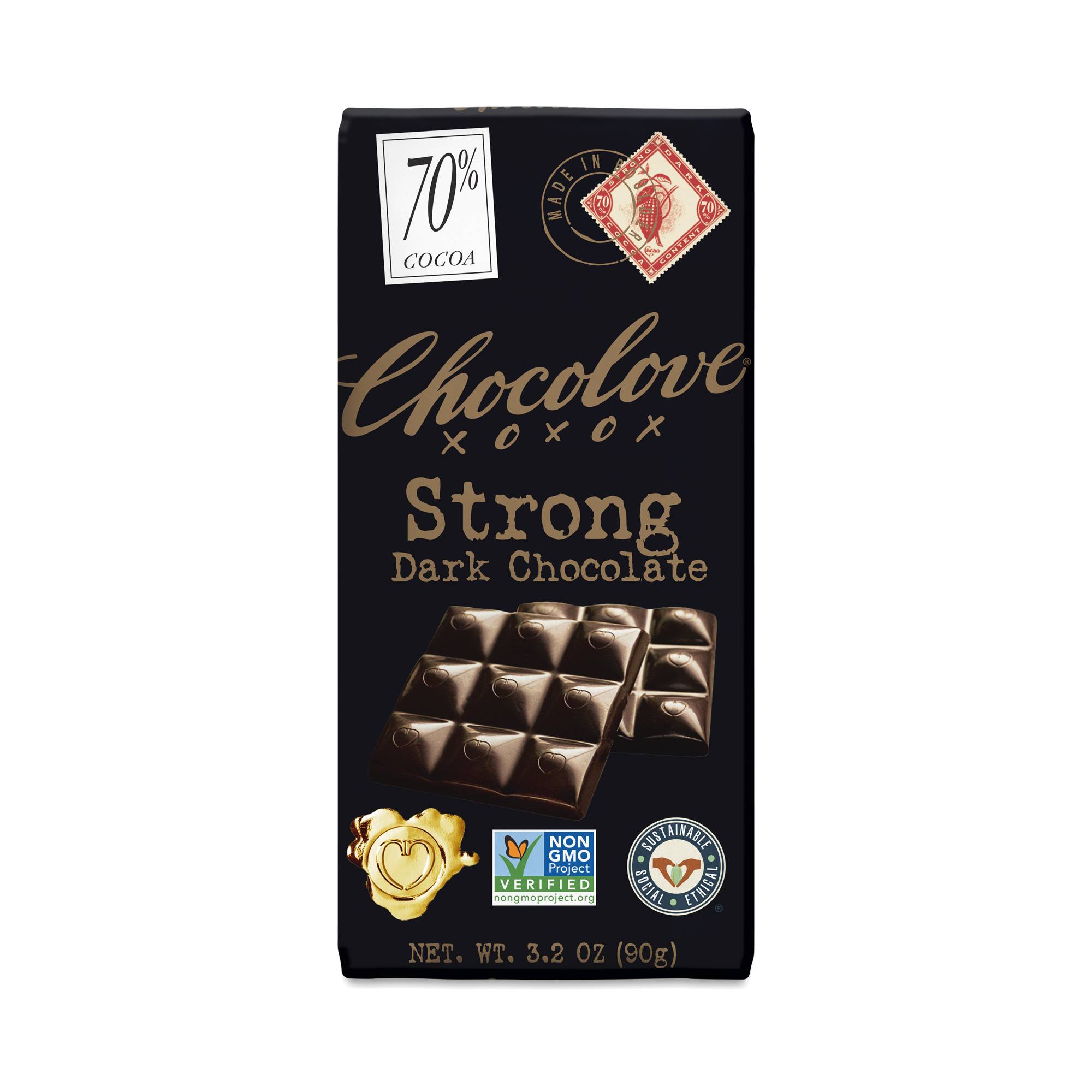 Strong Dark Chocolate Bar, 70% Cocoa