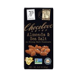 Almonds & Sea Salt Strong Dark Chocolate Bar, 70% Cocoa