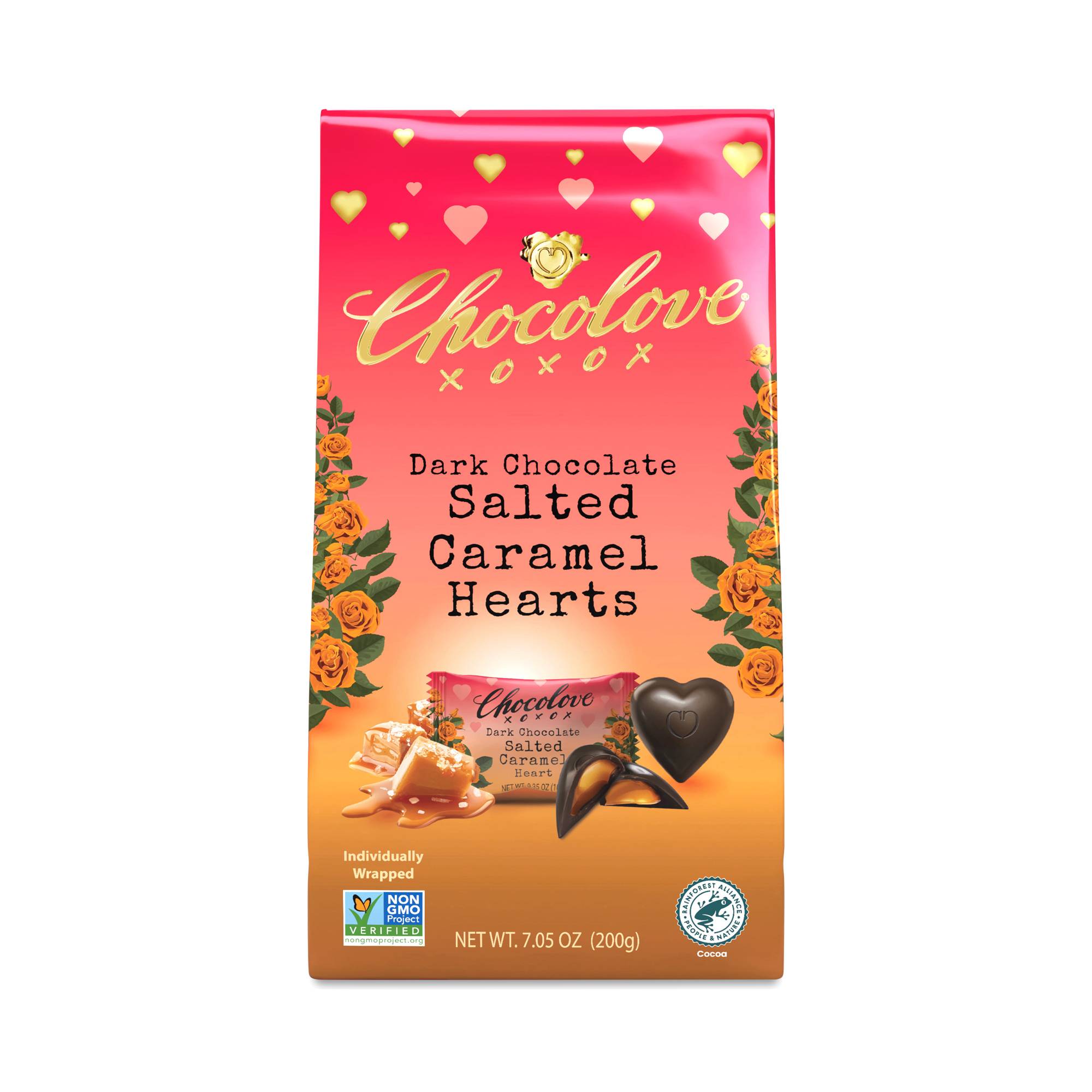 Salted Caramel Filled Dark Chocolate Hearts