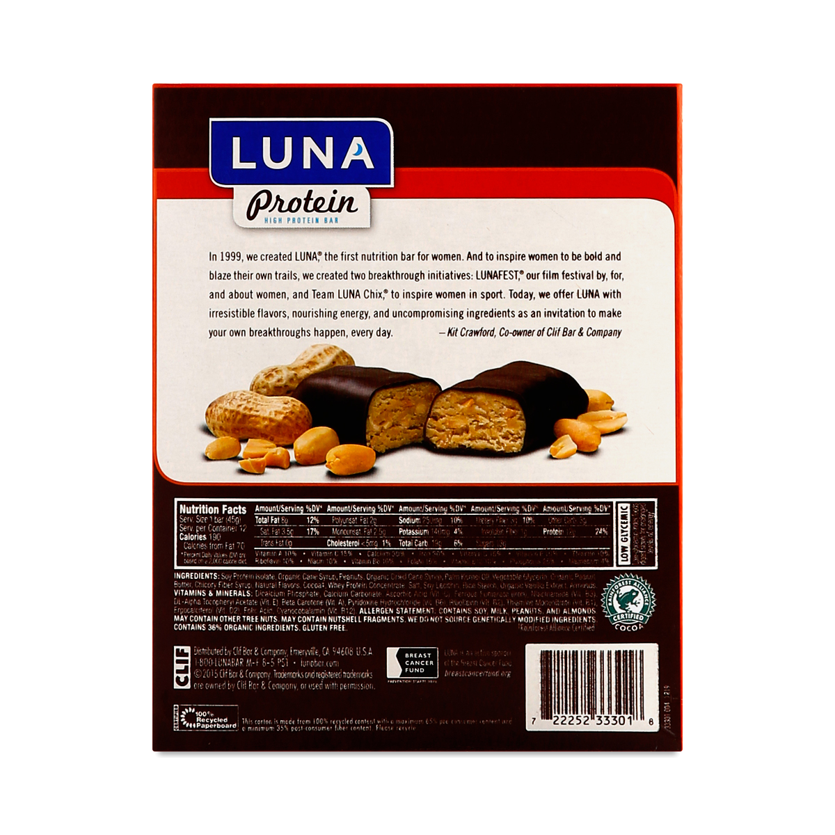 Luna Chocolate Peanut Butter Protein Bars by Clif Bar Thrive Market