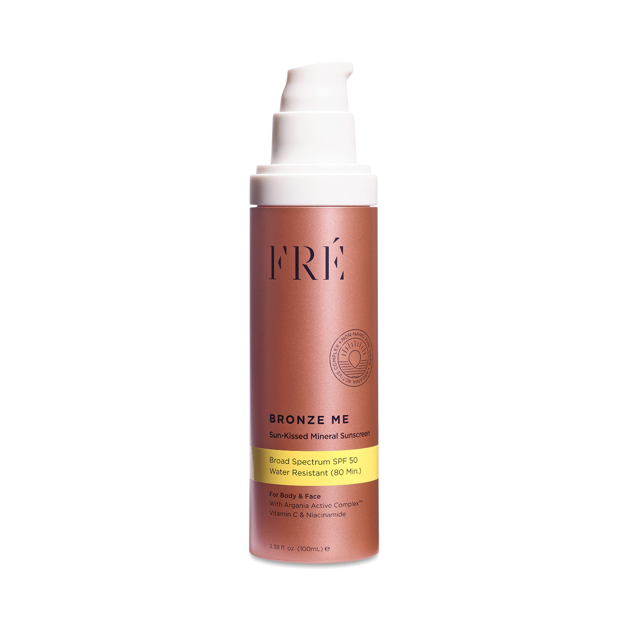 FRE Skincare BRONZE ME Sun-Kissed Mineral Sunscreen SPF 50 3.38 fl oz bottle