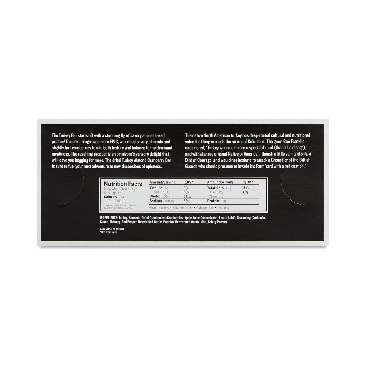 Almond & Cranberry Turkey Bars by Epic Thrive Market