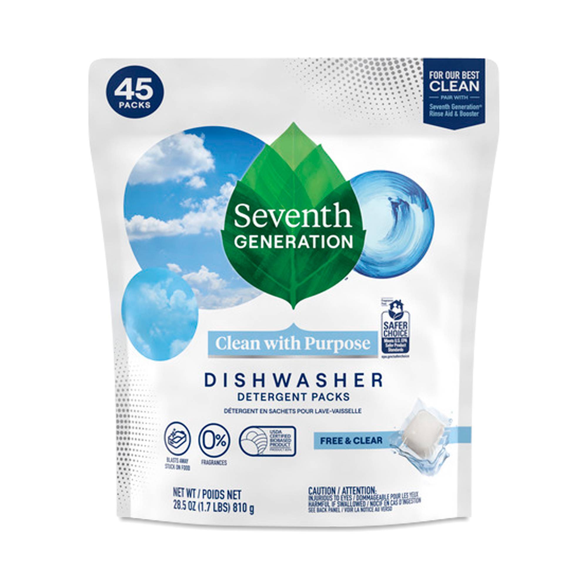 Dishwashing Detergent Packs, Free & Clear
