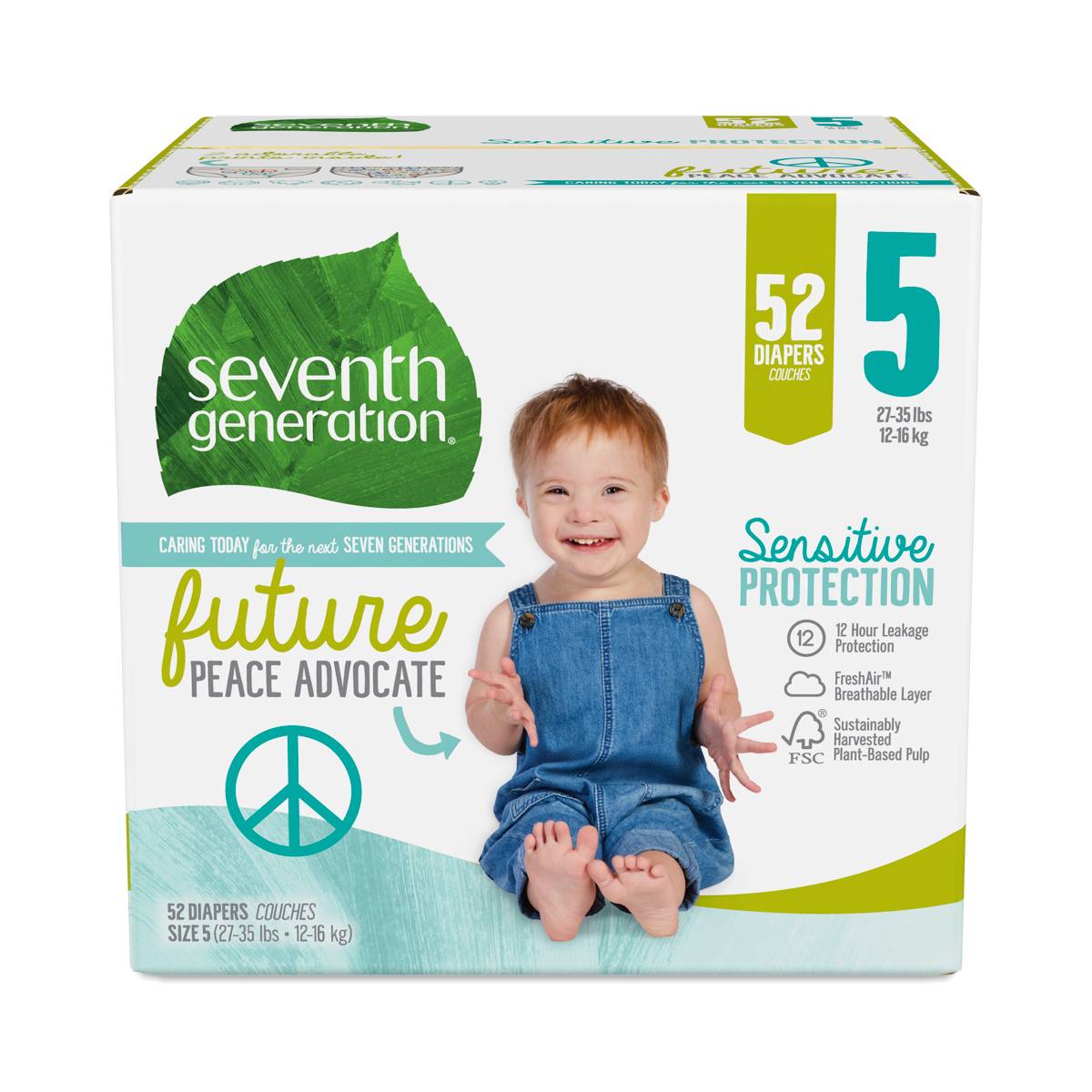 Seventh Generation Baby Diapers, Free & Clear, Size 5 (27+ lbs