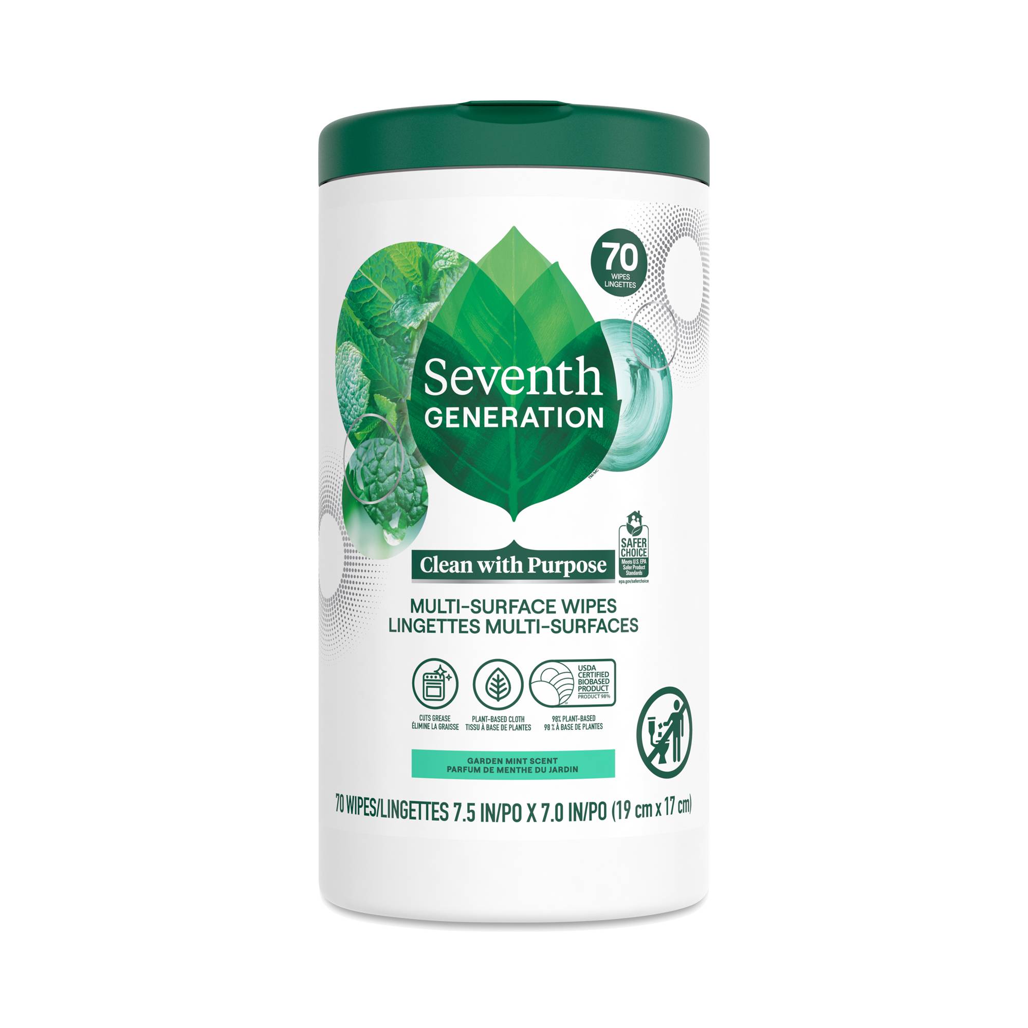 Multi Surface Cleaning Wipes, Garden Mint