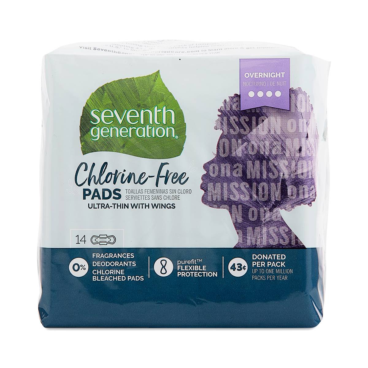 Seventh Generation Ultra Thin Pads with Wings, Chlorine Free, Overnight