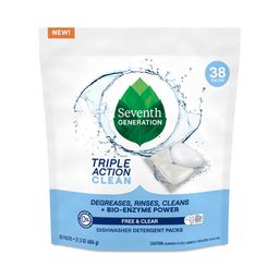 Triple Action Clean Dishwasher Detergent Packs, Free & Clear