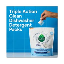 Triple Action Clean Dishwasher Detergent Packs, Free & Clear