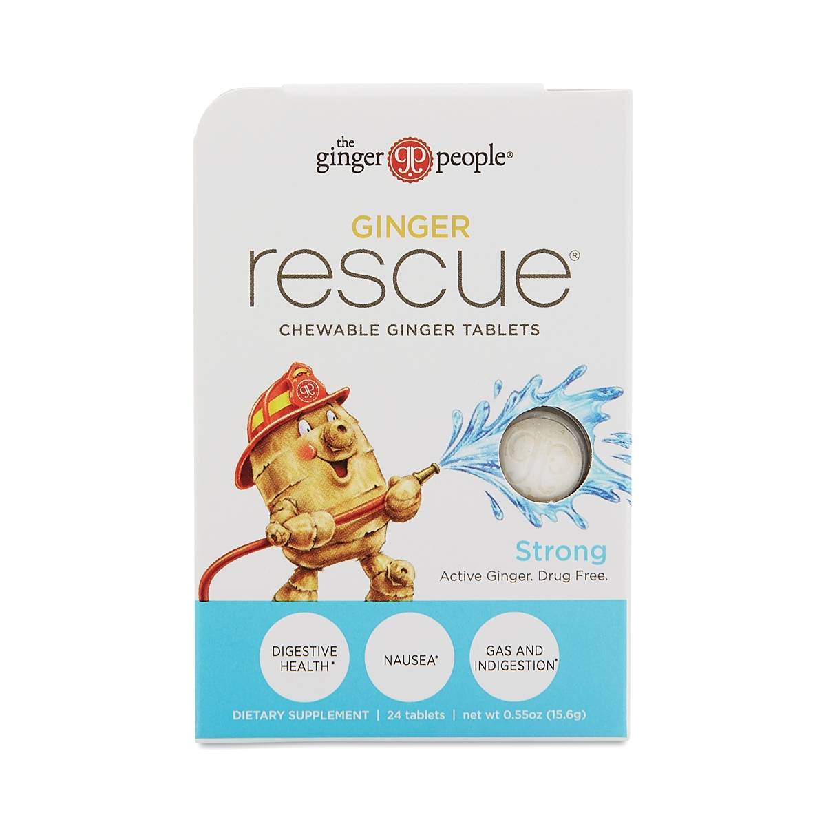 The Ginger People Ginger Rescue Chewable Ginger Tablets, Strong