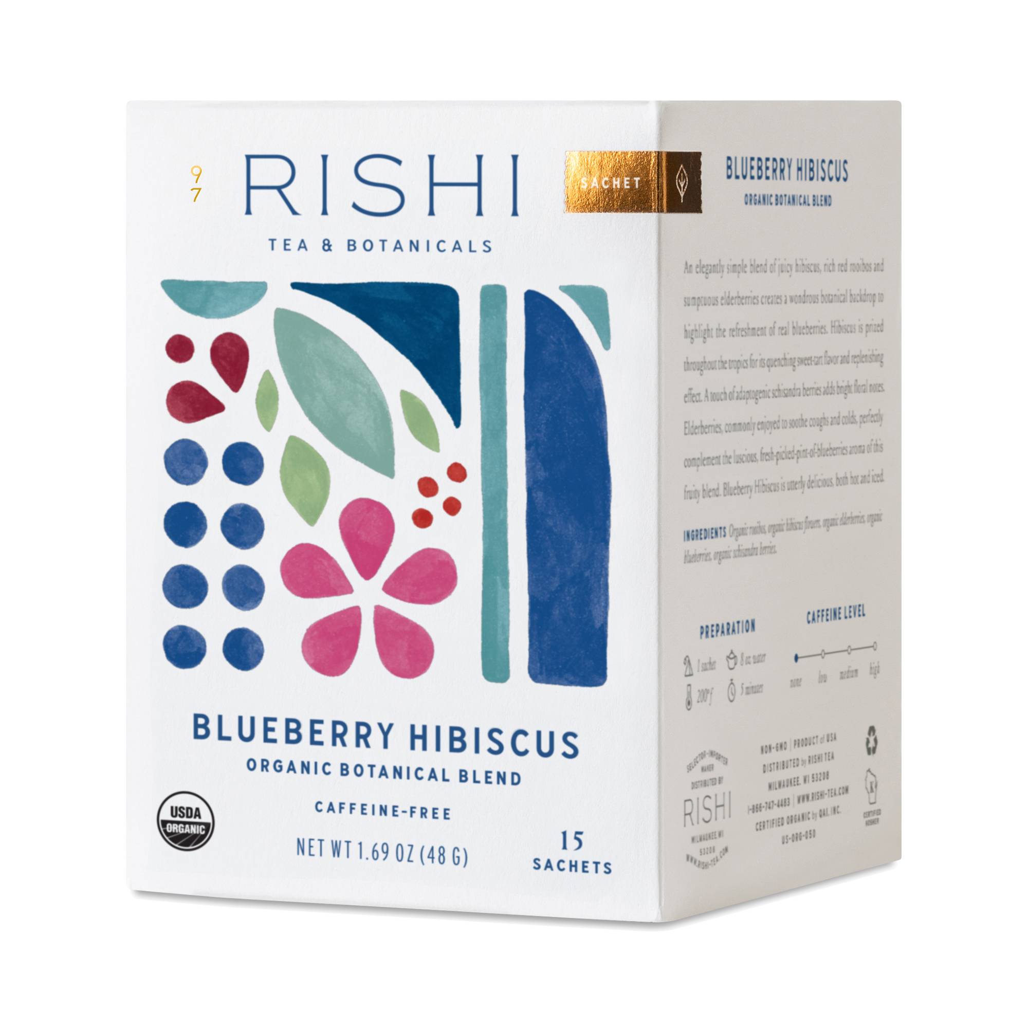 Organic Botanical Blend Tea, Blueberry Hibiscus