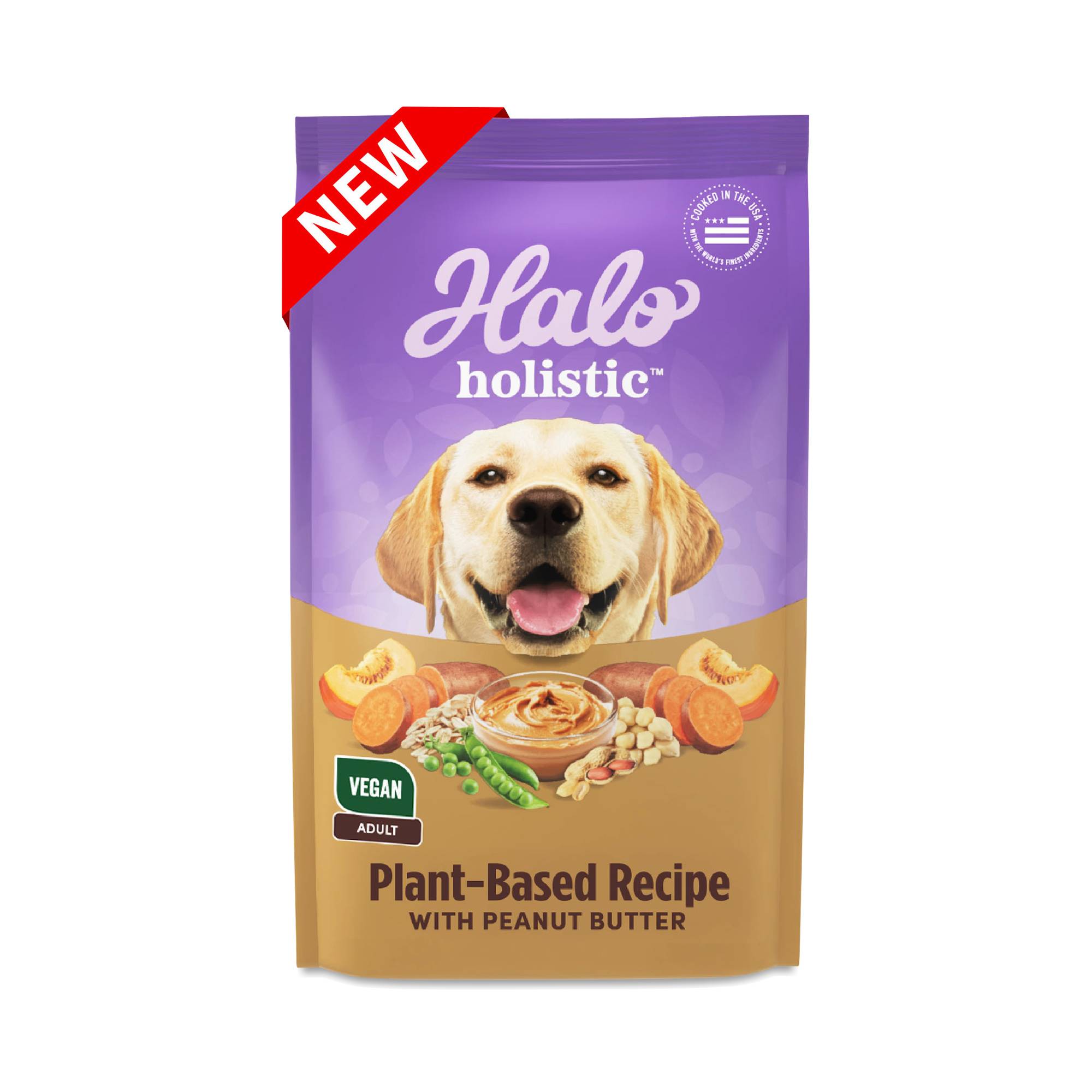 Holistic Plant-Based Vegan Dry Dog Food for Adult Dogs, Peanut Butter, Value Size