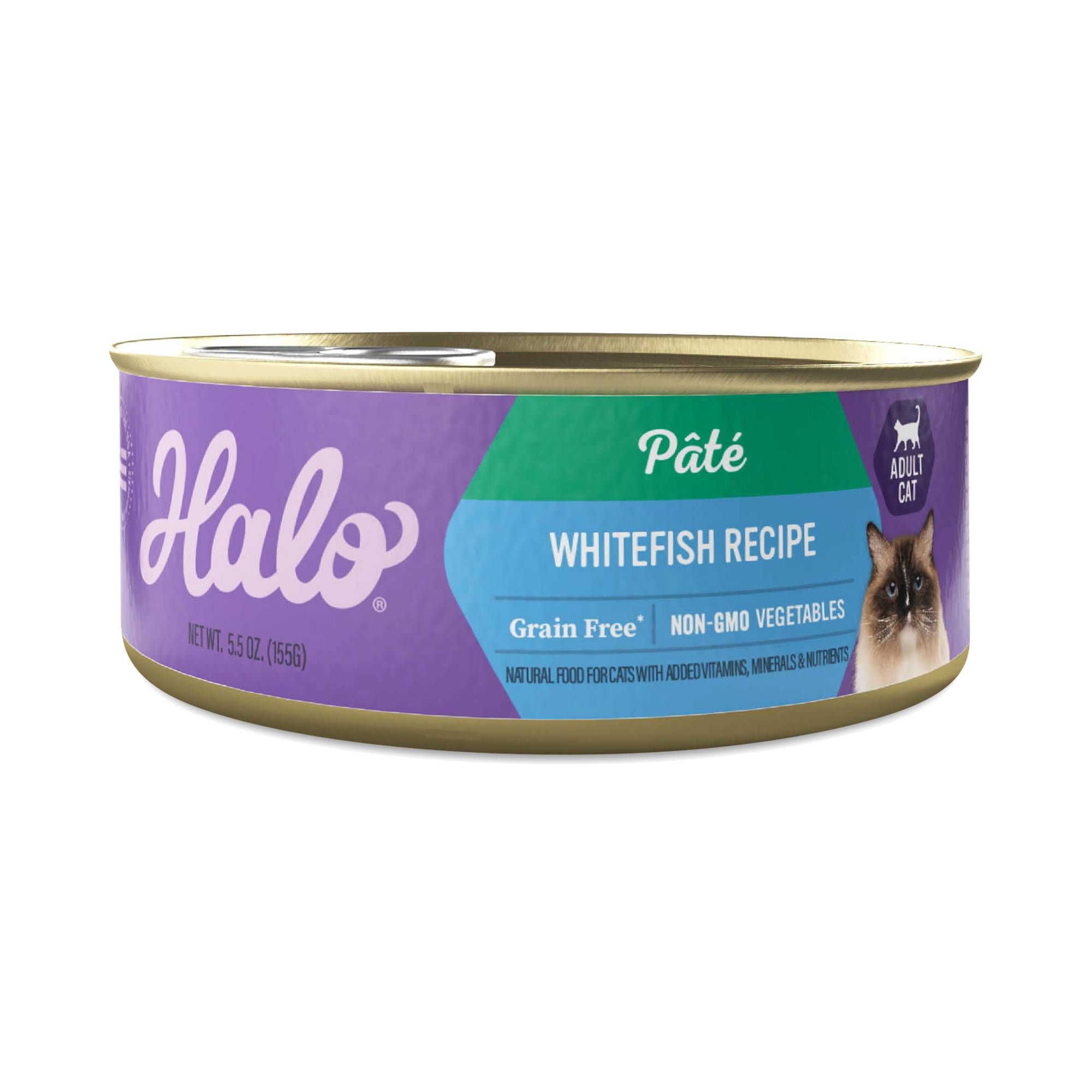 Indoor Grain Free Wet Cat Food for Adult Cats, Whitefish Recipe Pate