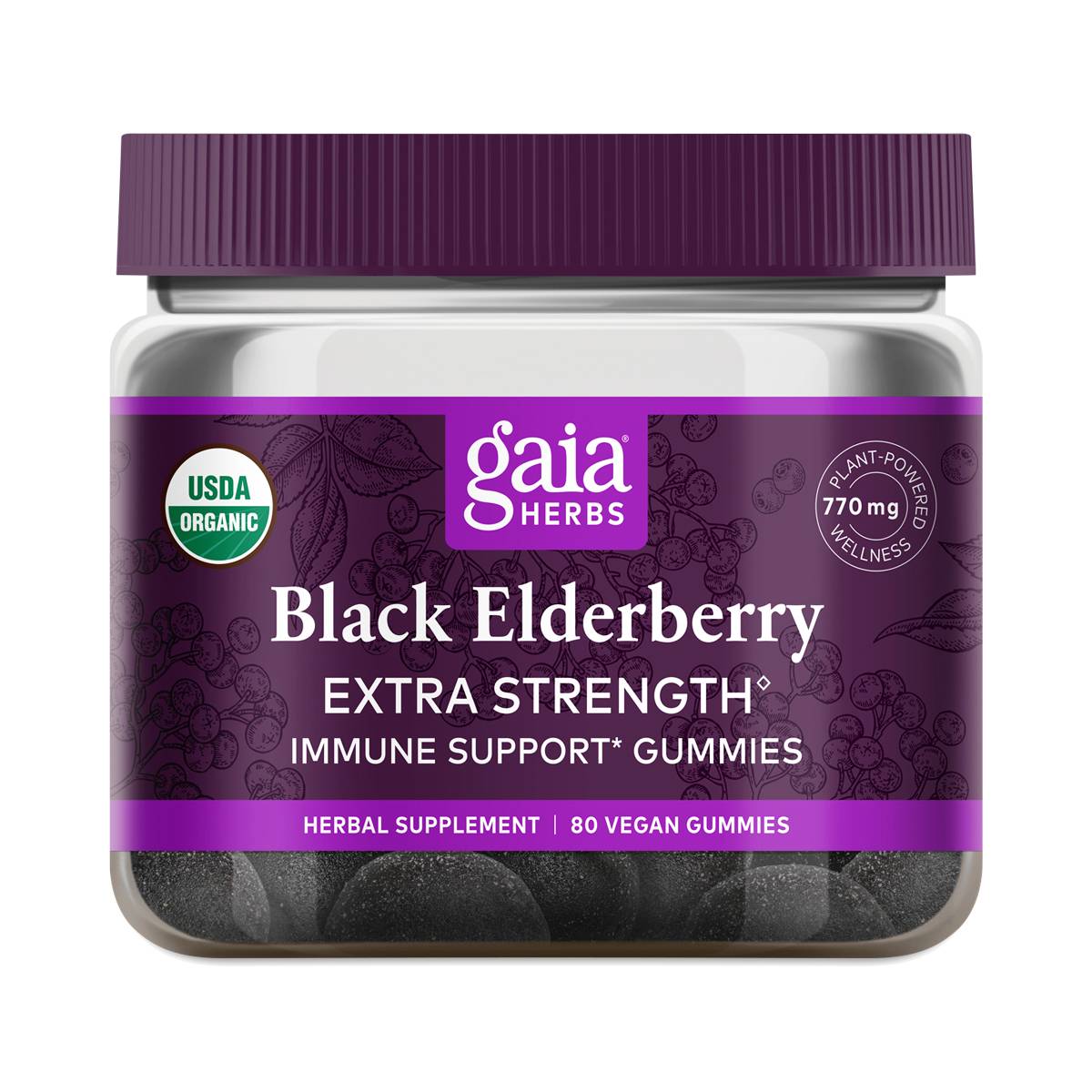 Gaia Herbs Black Elderberry Gummies, Extra Strength Thrive Market