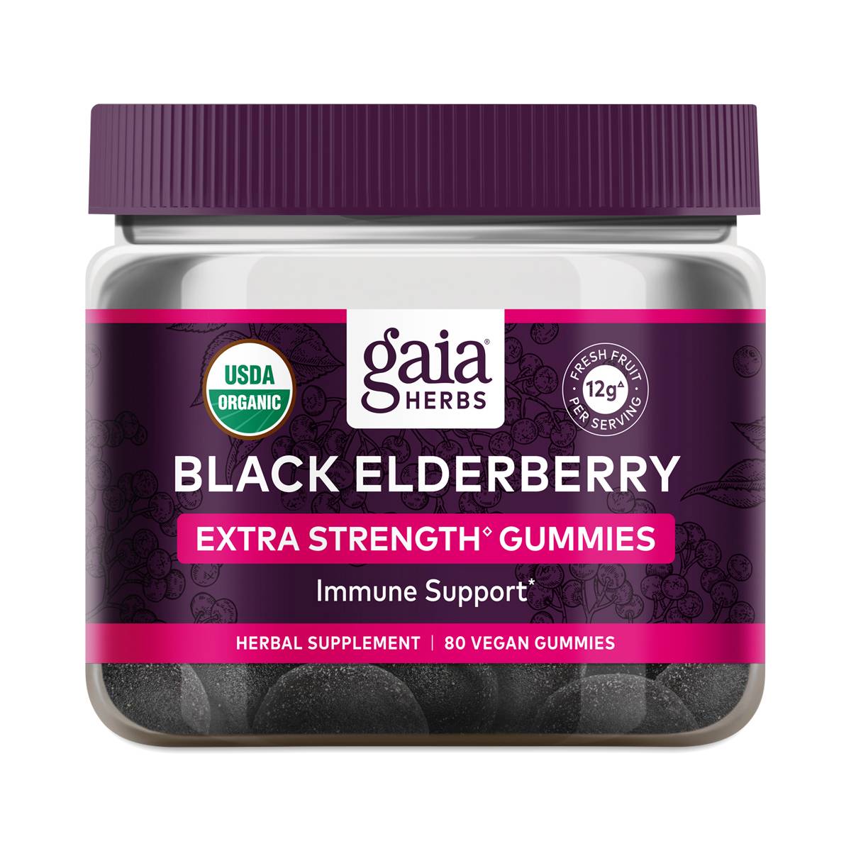Black Elderberry Gummies, Extra Strength