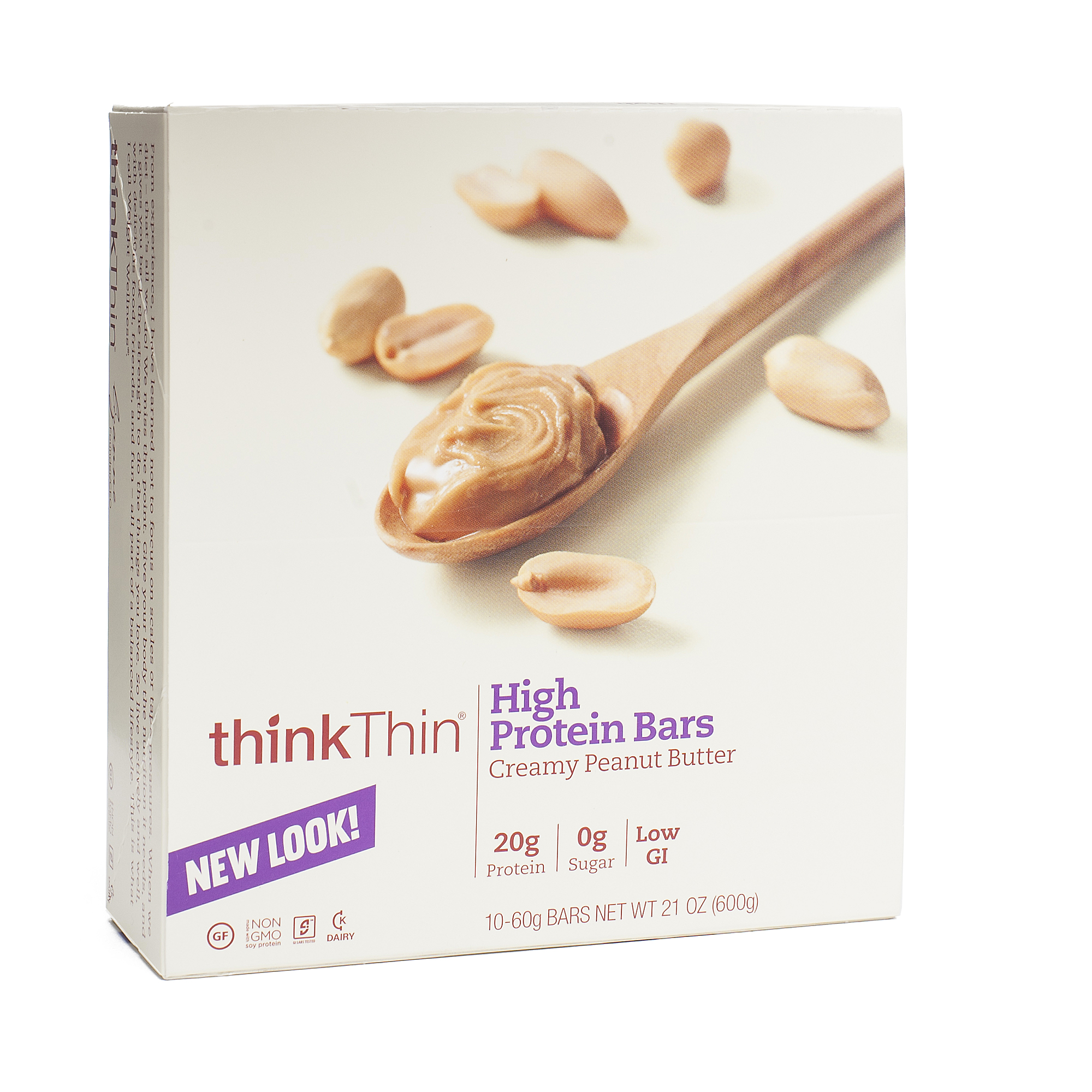 Creamy Peanut Butter Protein Bars by Think Thin Thrive Market
