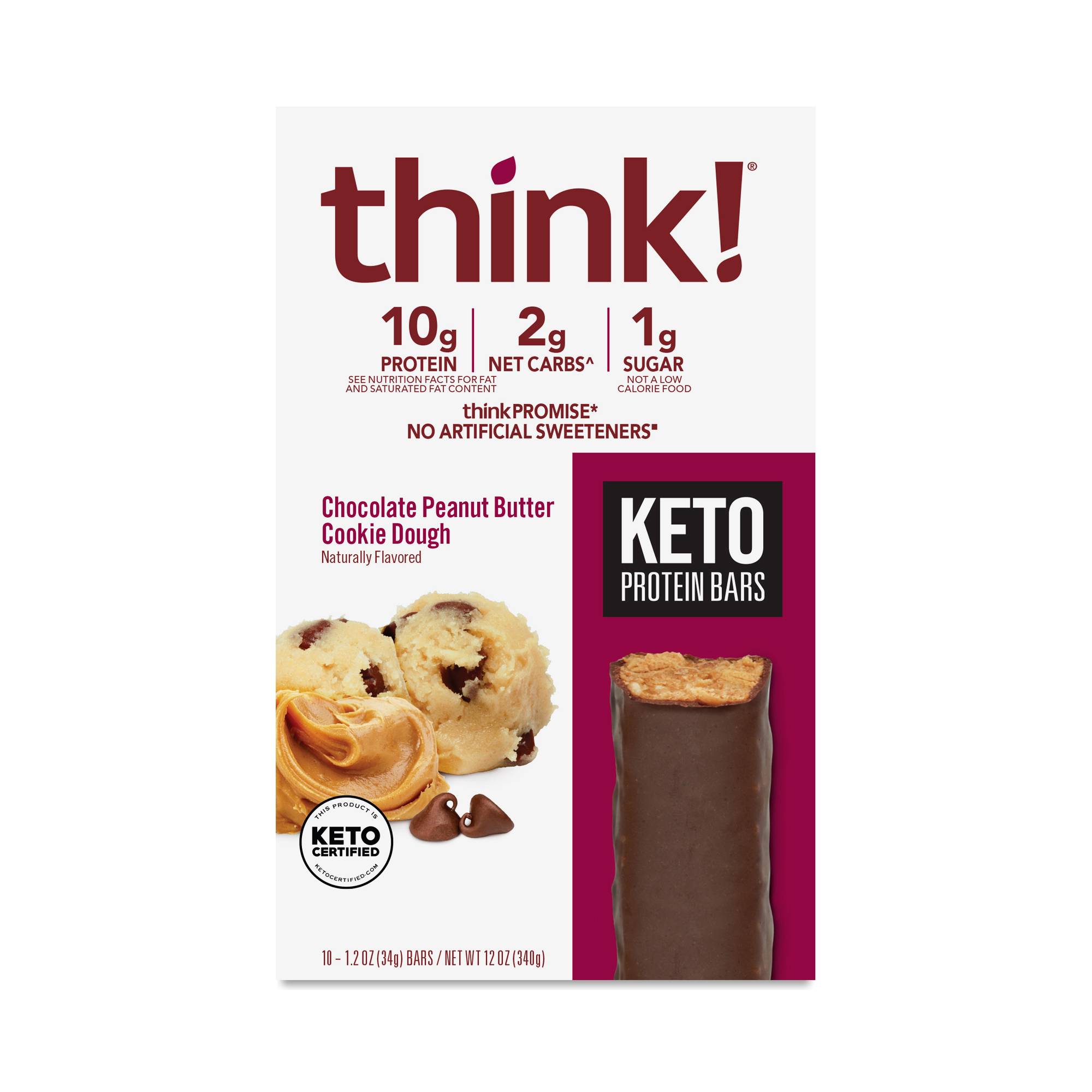Keto Protein Bars, Chocolate Peanut Butter Cookie Dough