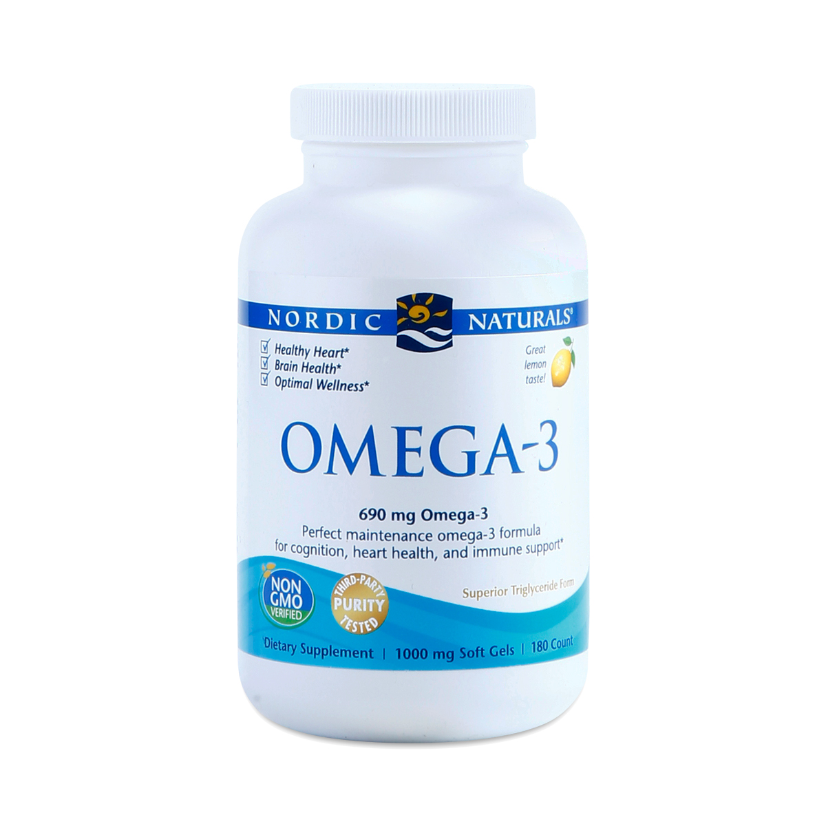 Nordic Naturals Omega-3, 690 mg, Lemon, Soft Gels - 60 soft gels