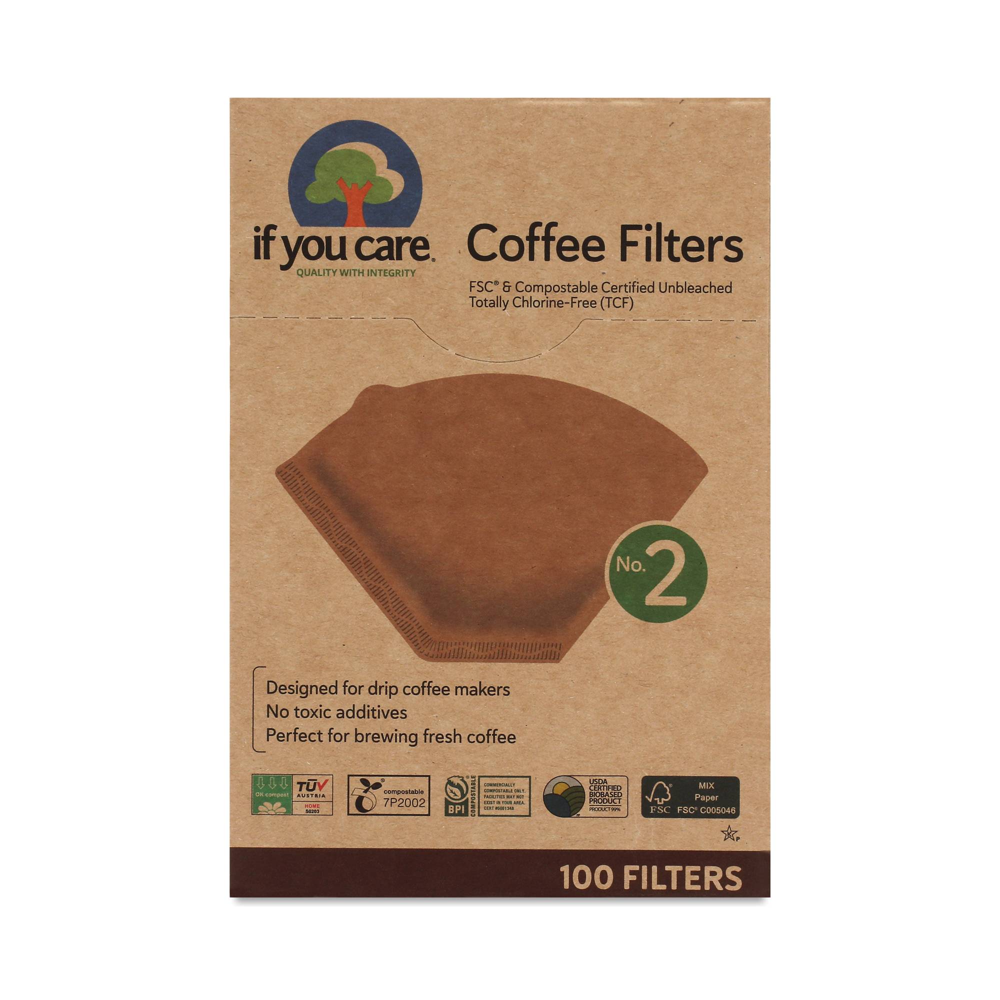Compostable Coffee Filters, #2 Cone