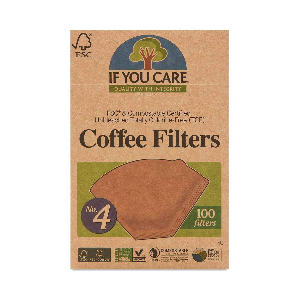 4 Cone Compostable Certified Coffee Filters Thrive Market