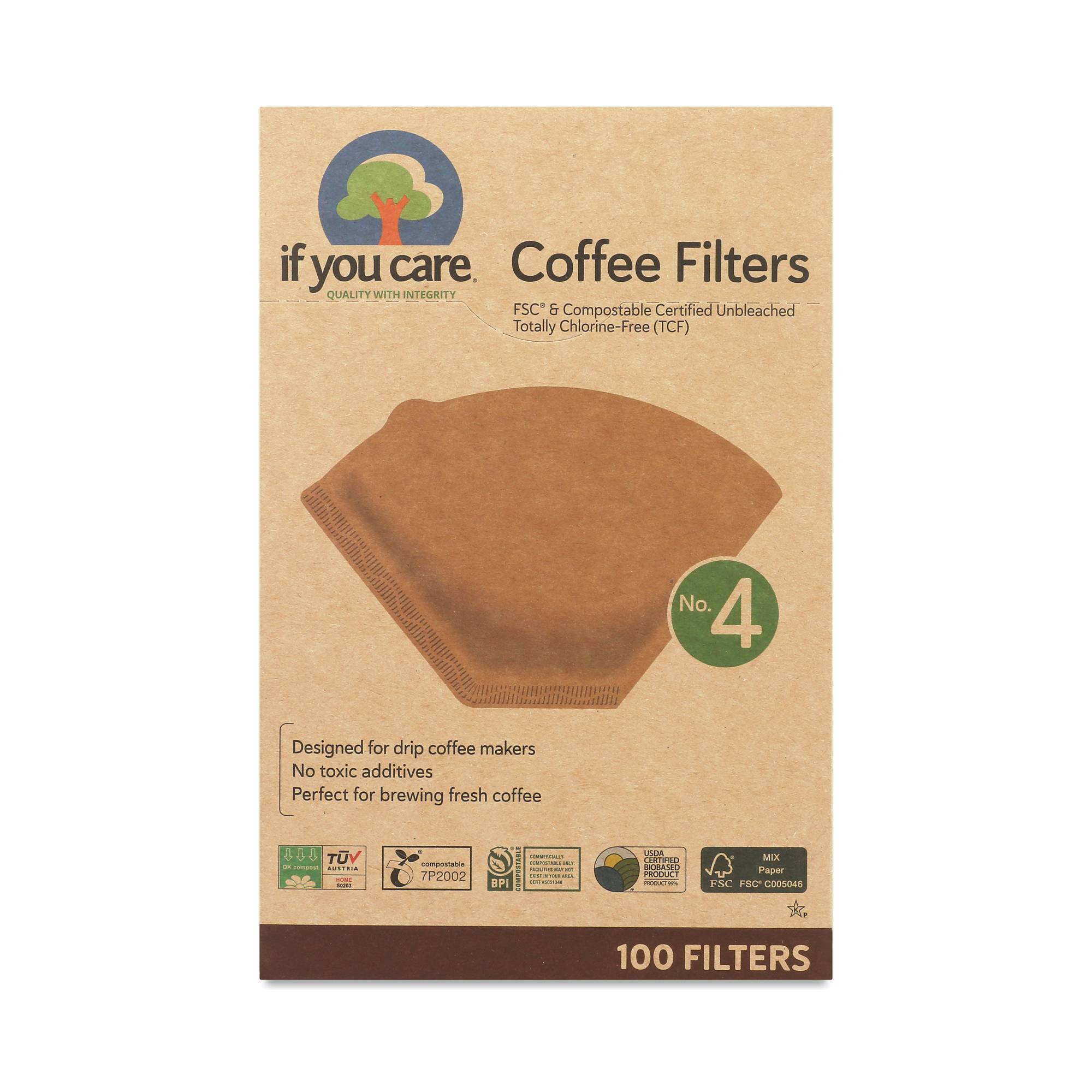 Compostable Coffee Filters, #4 Cone