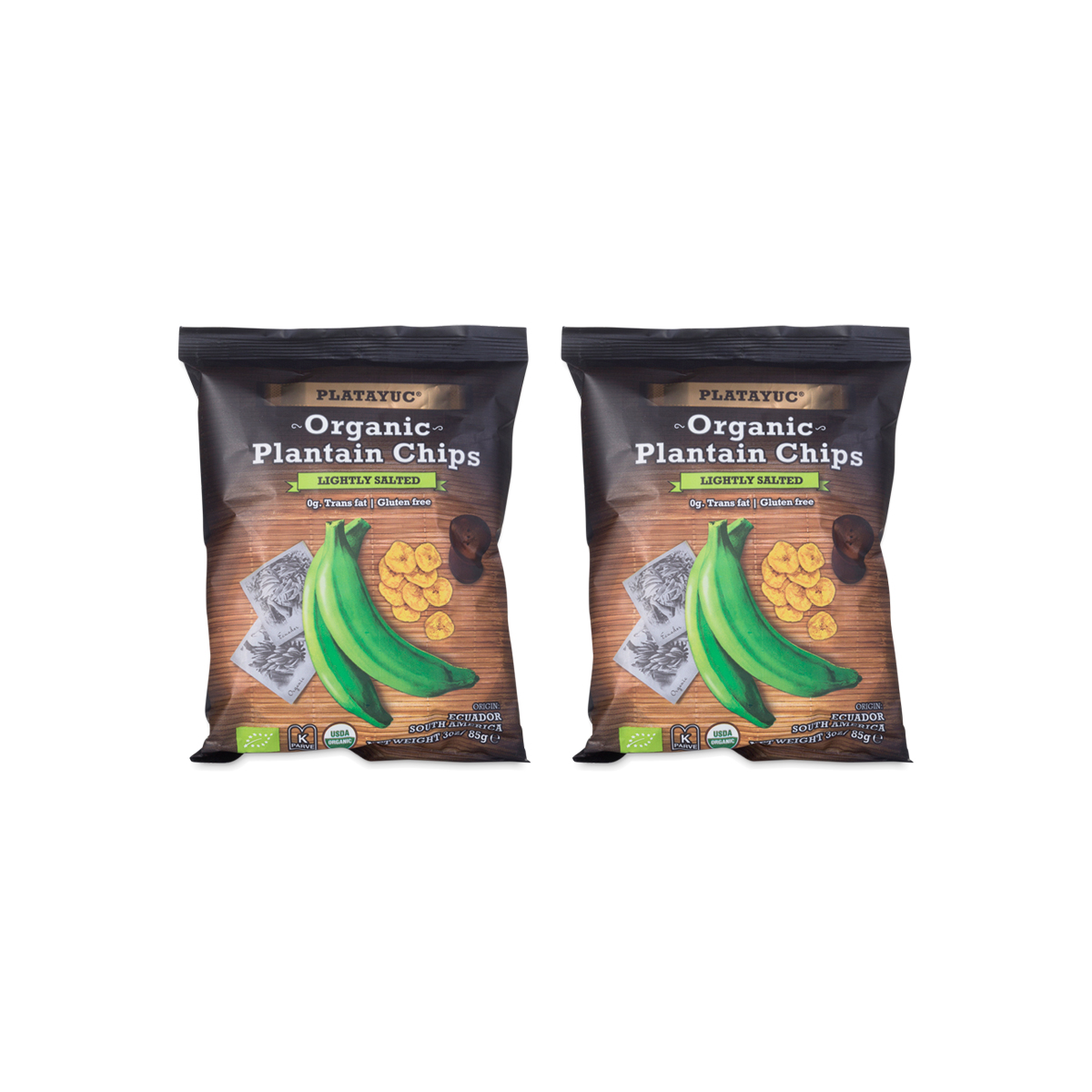 Organic Plantain Chips, Lightly Salted, 2 Pack