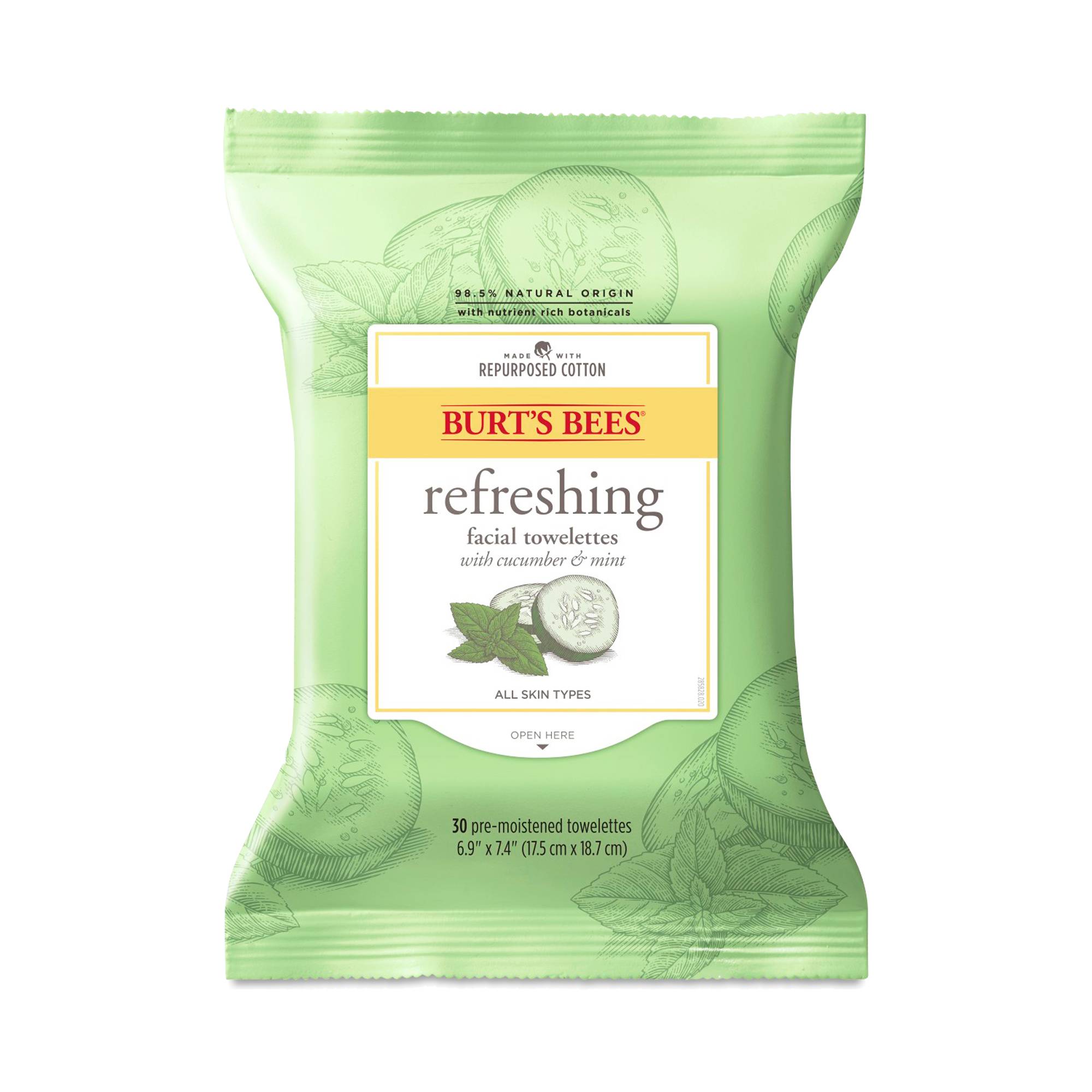 Refreshing Facial Cleanser Towelettes and Makeup Remover Wipes, Cucumber & Mint
