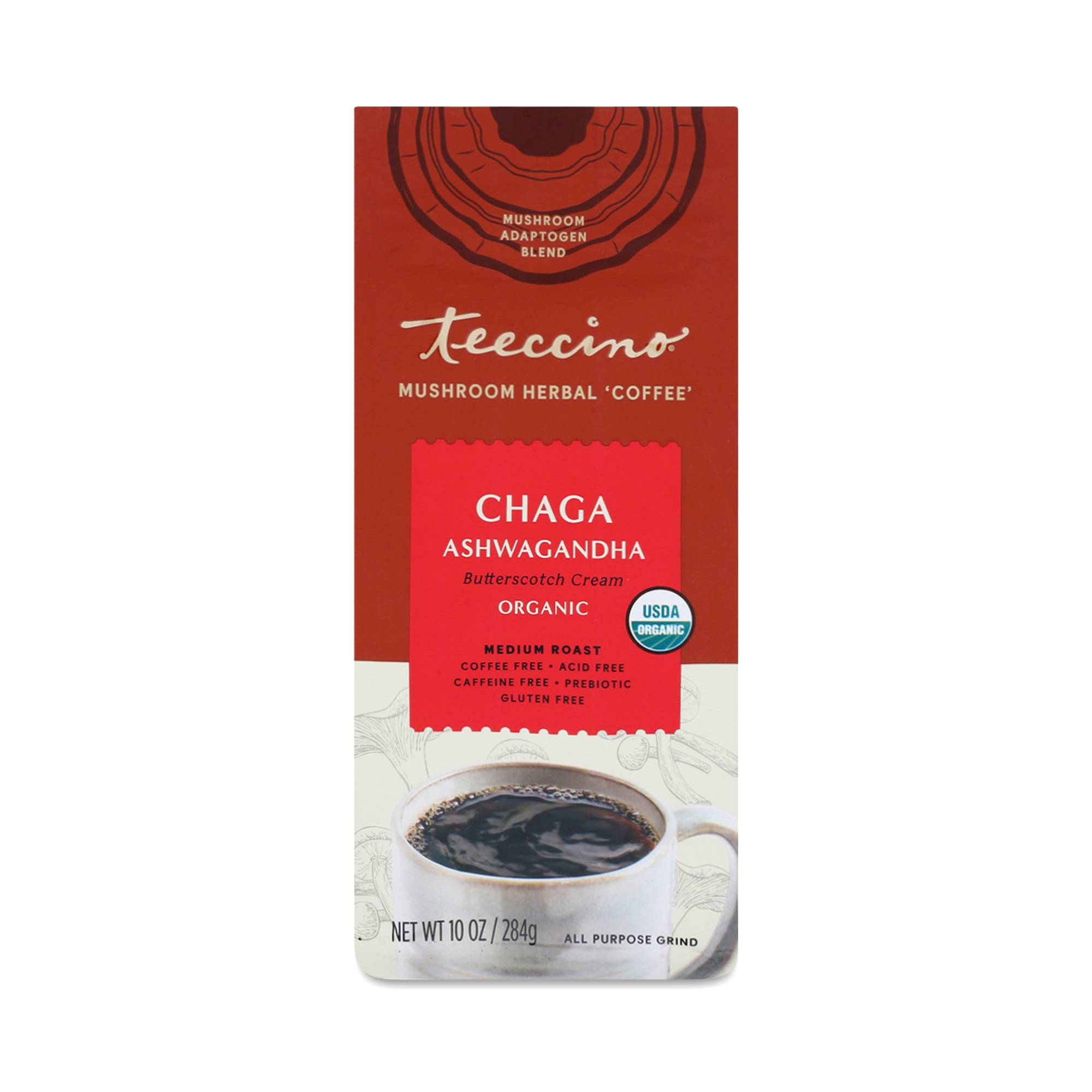 Mushroom Herbal Coffee, Chaga Ashwagandha Butterscotch Cream