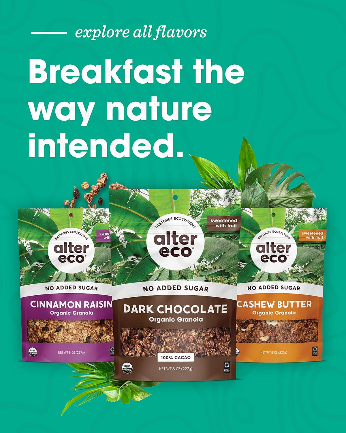 Alter Eco Organic No Sugar Added Granola, Dark Chocolate Thrive