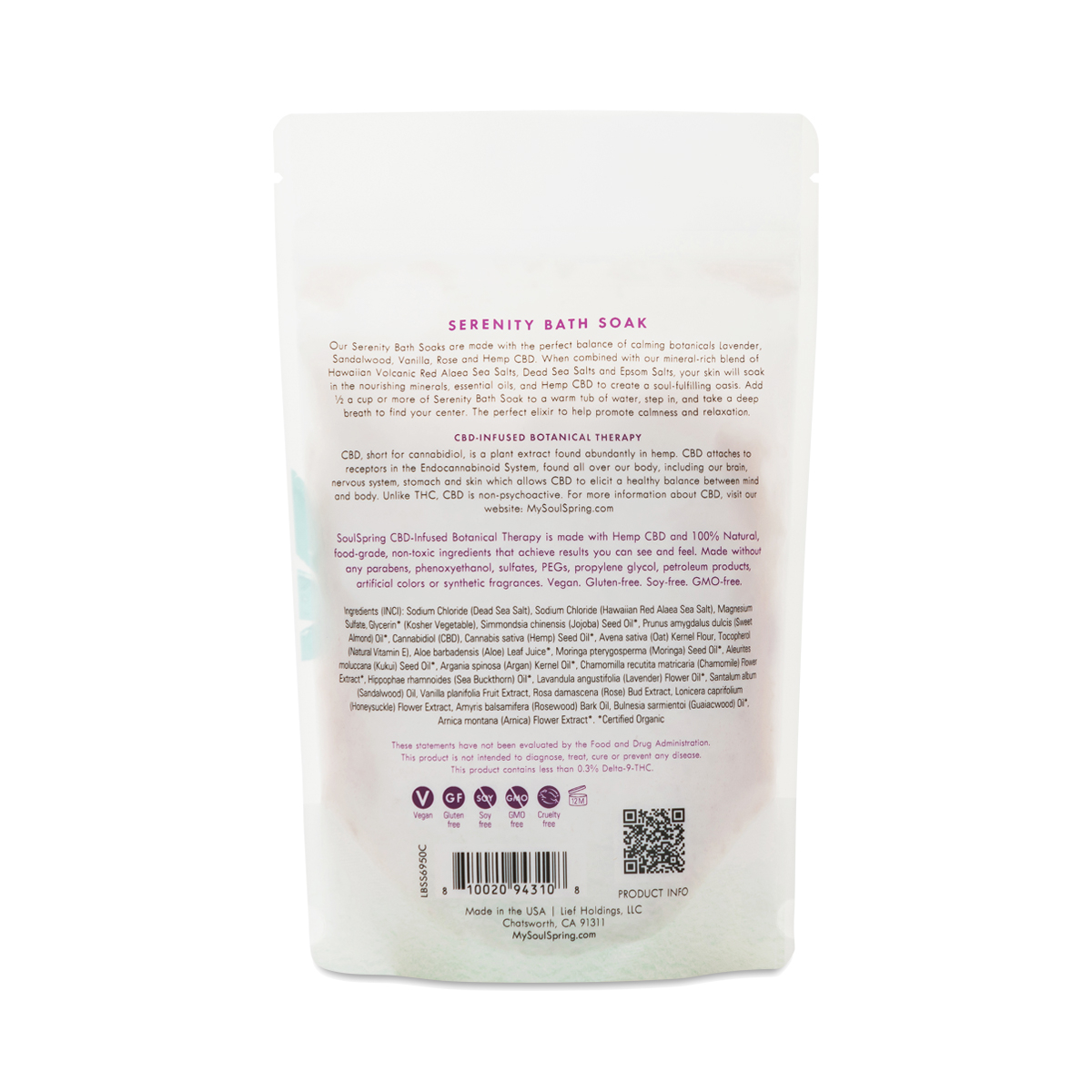 SoulSpring Serenity CBD Bath Soak, 125 mg Thrive Market