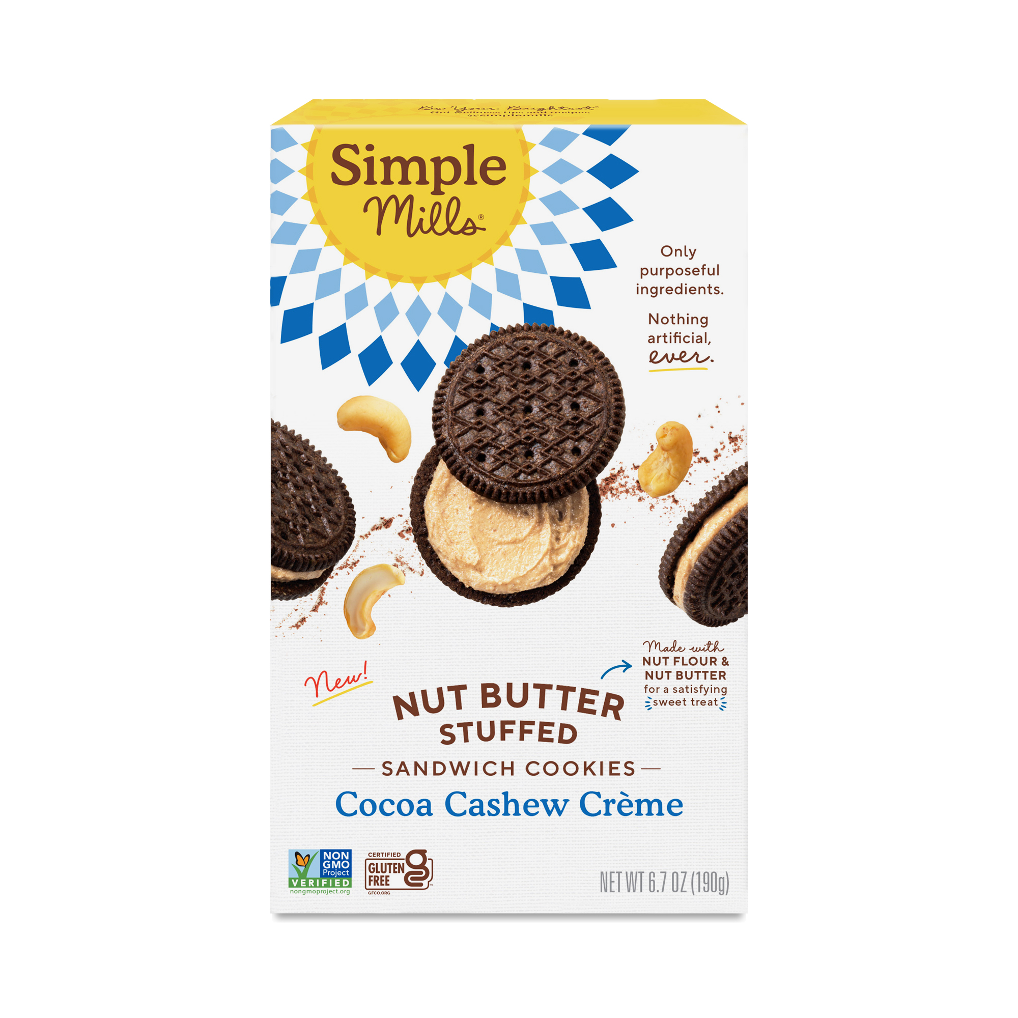 Simple Mills Nut Butter Stuffed Sandwich Cookies, Cocoa Cashew Crème