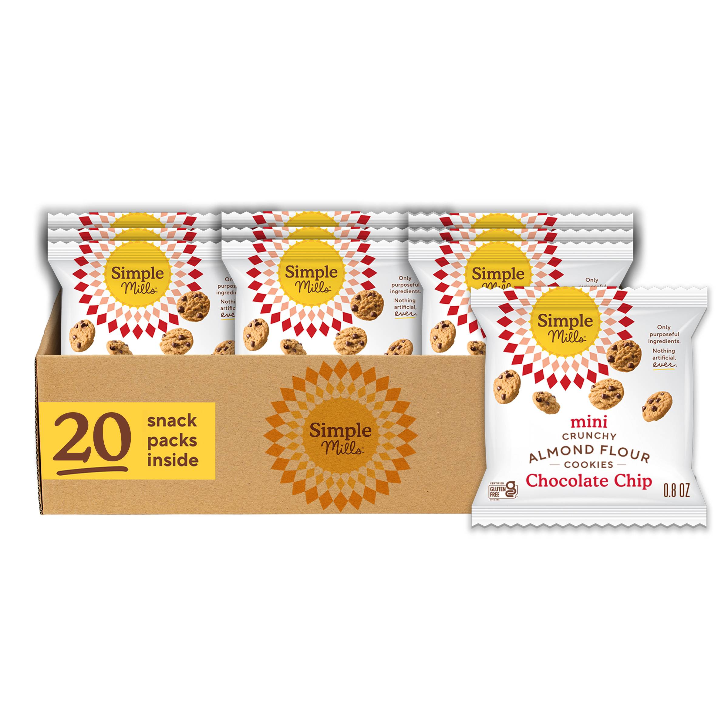 Almond Flour Mini Crunchy Chocolate Chip Cookies Snack Pack, Value Size