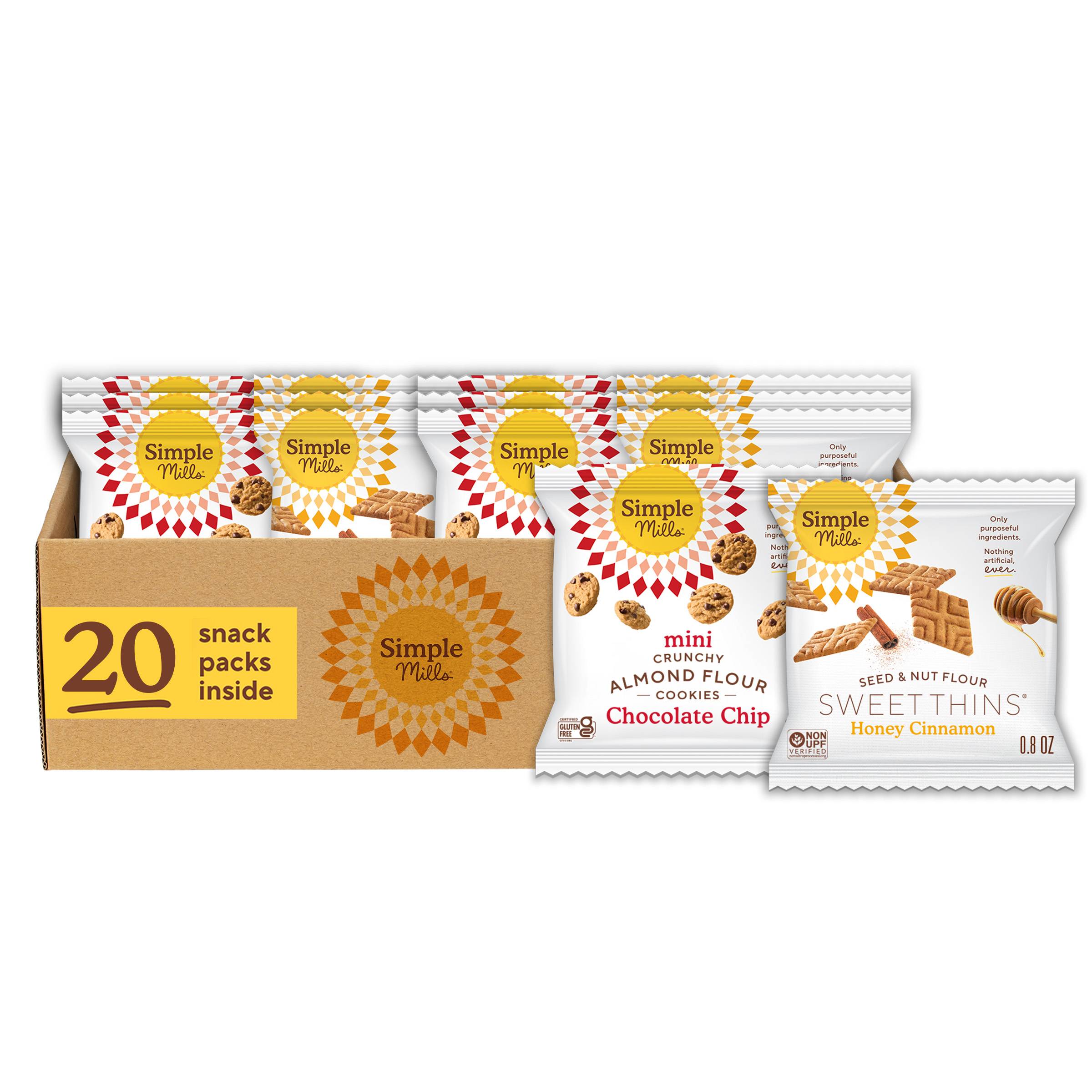 Mini Crunchy Chocolate Chip Cookies & Honey Cinnamon Sweet Thins, Variety Snack Pack, Value Size