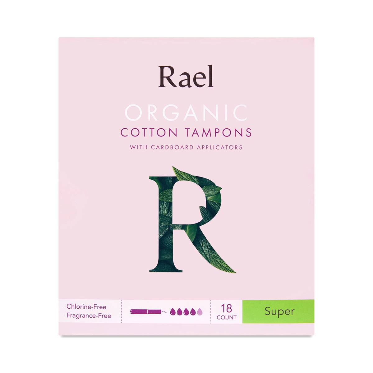 Organic Cotton Tampons with Cardboard Applicators, Super