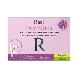 Organic Cotton Tampons, Regular & Super with BPA Free Applicators