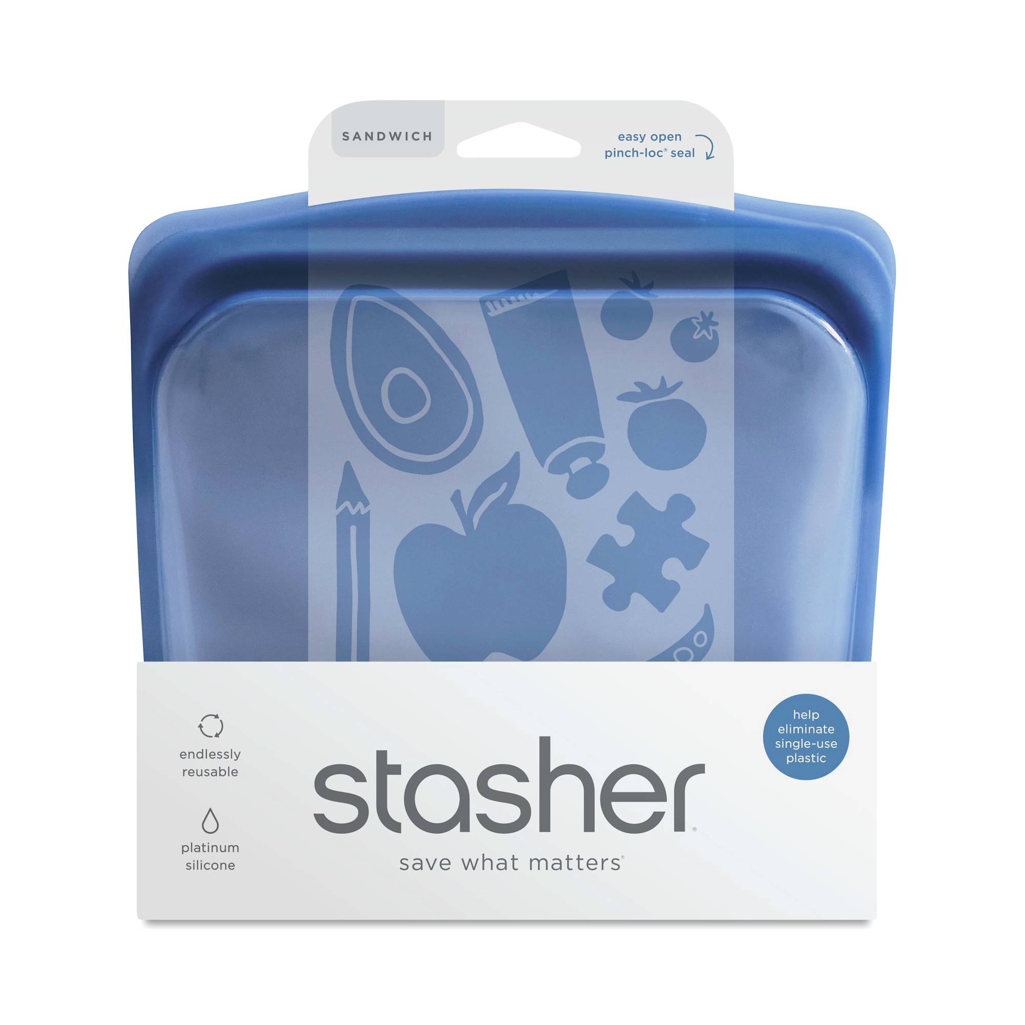 Reusable Silicone Sandwich Bag, Deep Ocean