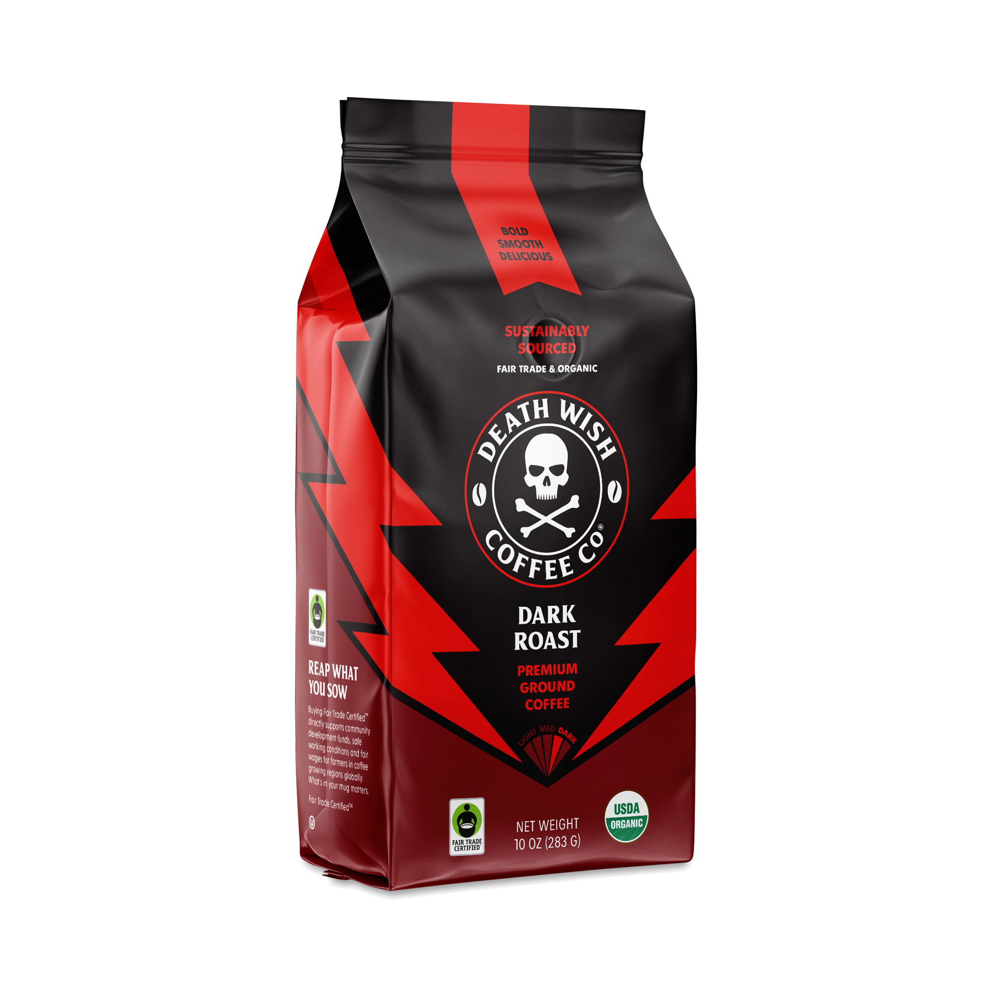 Death Wish Coffee Ground Coffee, Dark Roast 10 oz bag