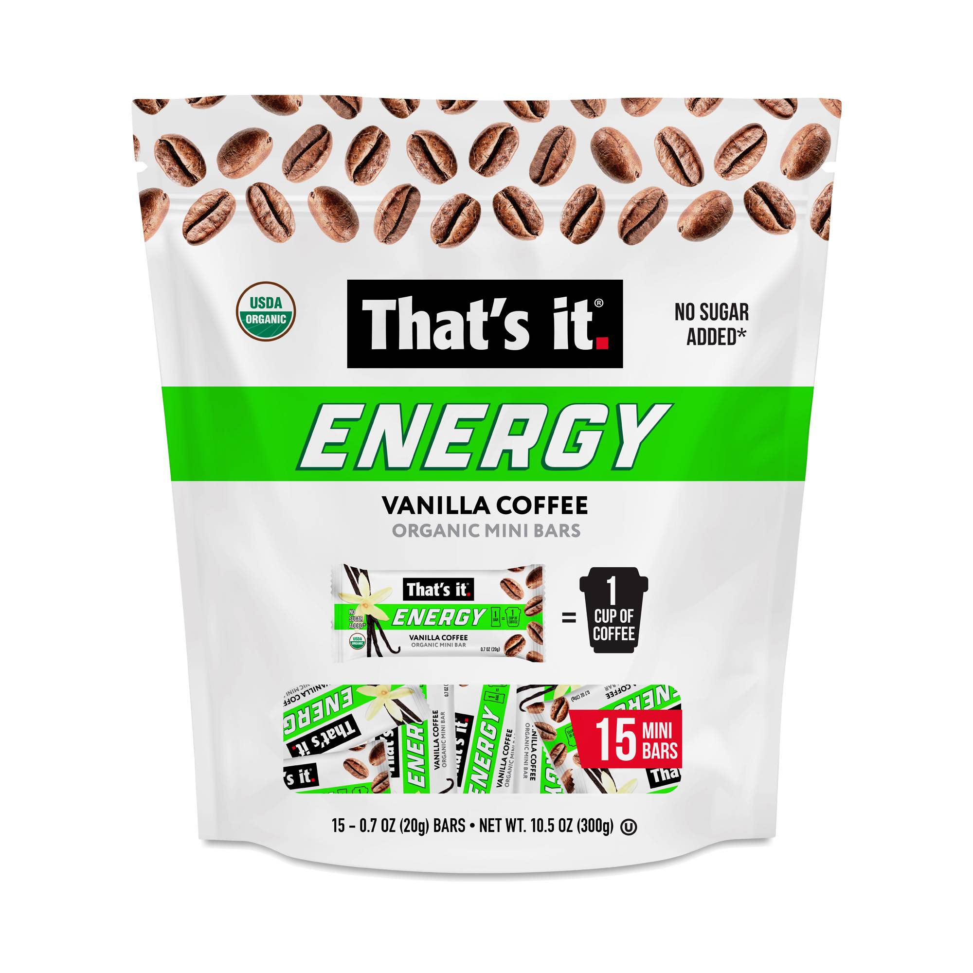 Organic Energy Mini Bars, Vanilla Coffee