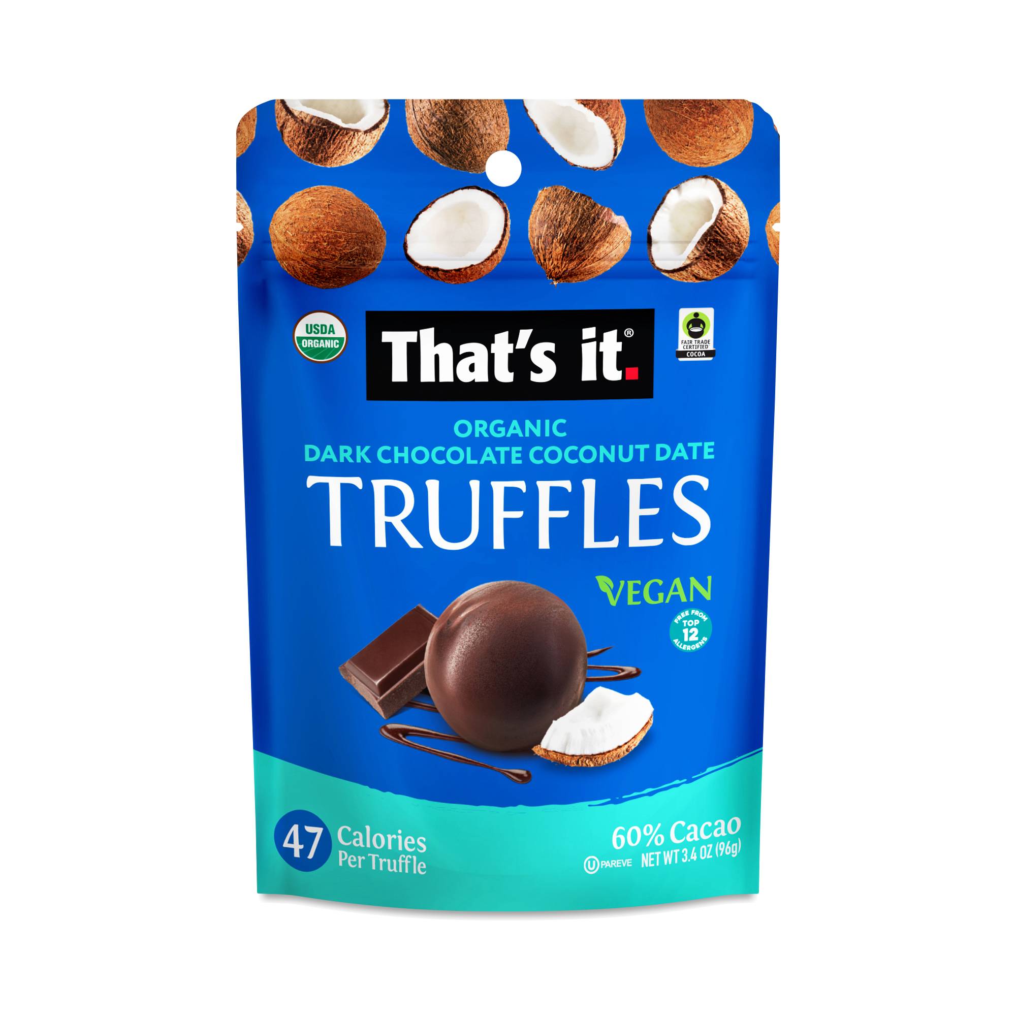 Organic Dark Chocolate Truffles, Coconut Date