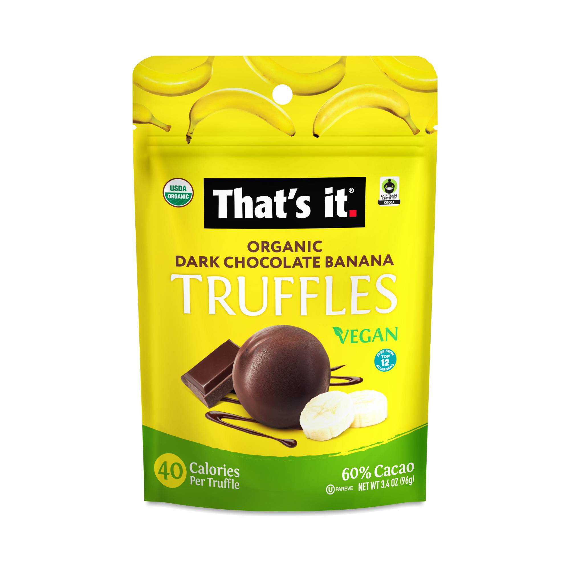 Organic Dark Chocolate Truffles, Banana