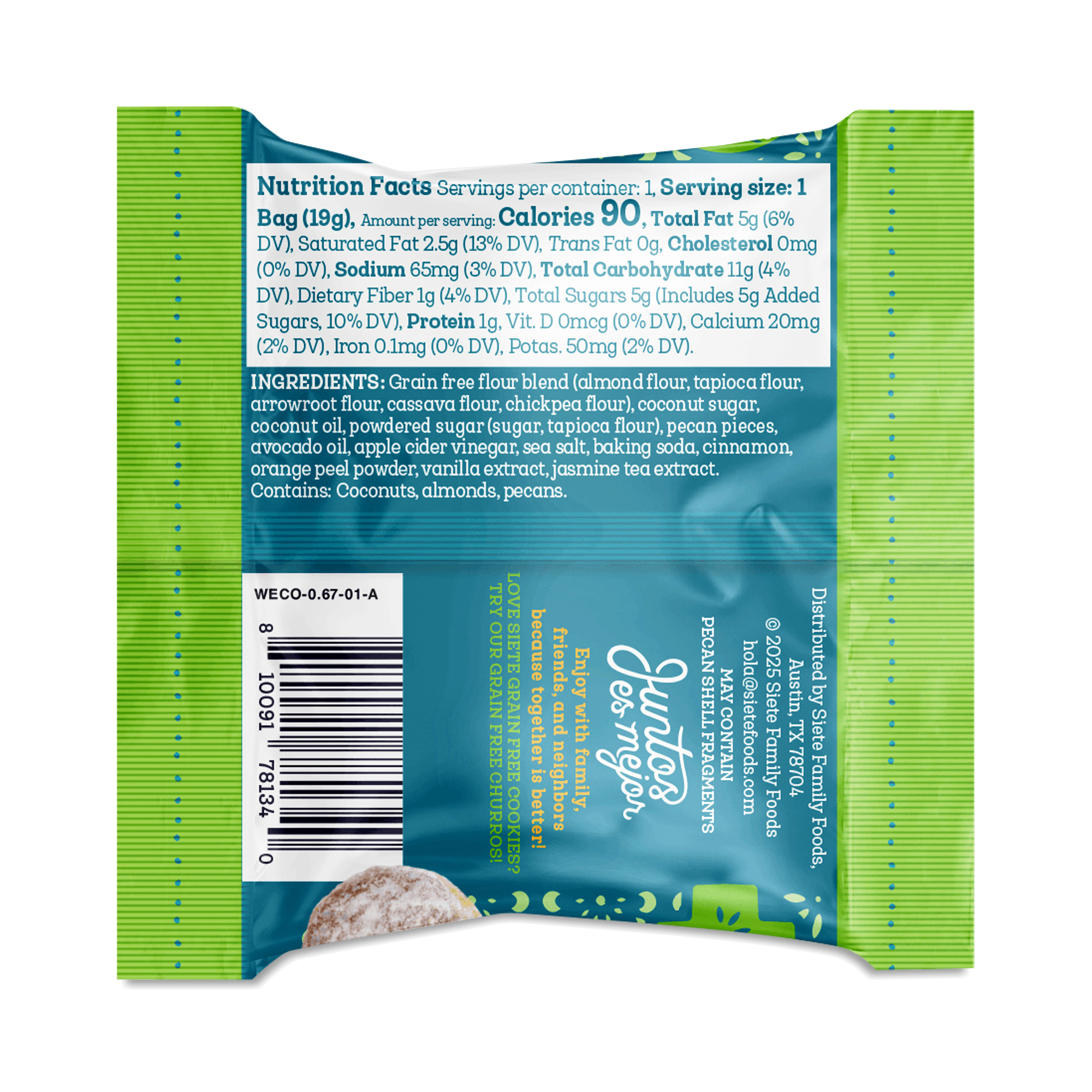 Siete Grain Free Cookies, Mexican Wedding, Snack Packs | Thrive Market