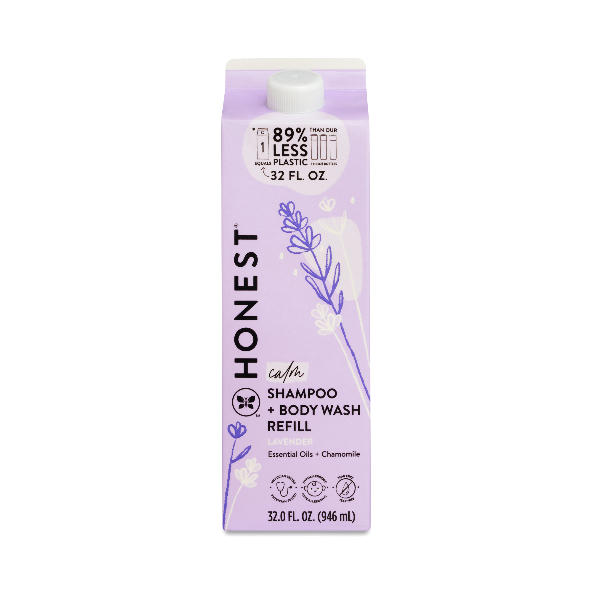 The Honest Co. Calm Shampoo & Body Wash Refill, Lavender 32 fl oz carton