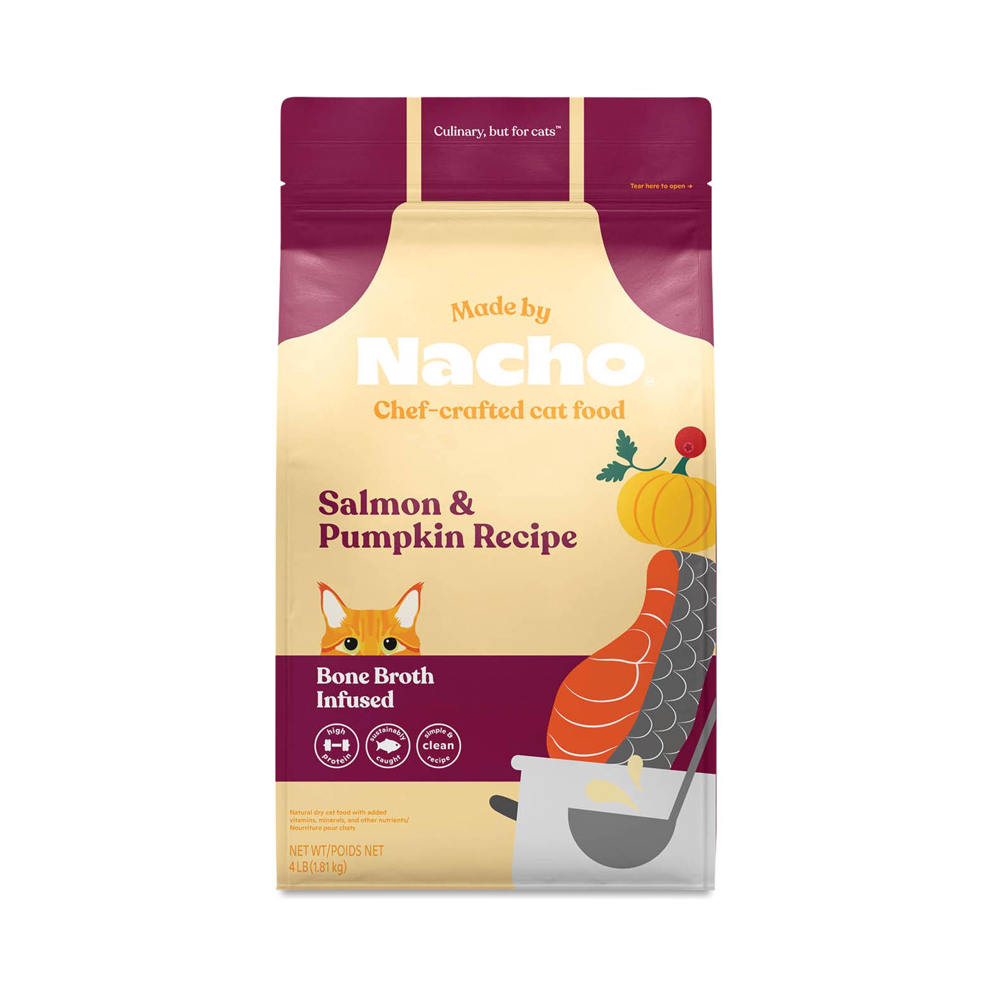 Bone Broth Infused Kibble Cat Food, Salmon & Pumpkin
