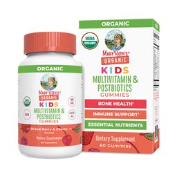 Kids Organic Multivitamin & Postbiotics Gummies, Mixed Berry & Cherry
