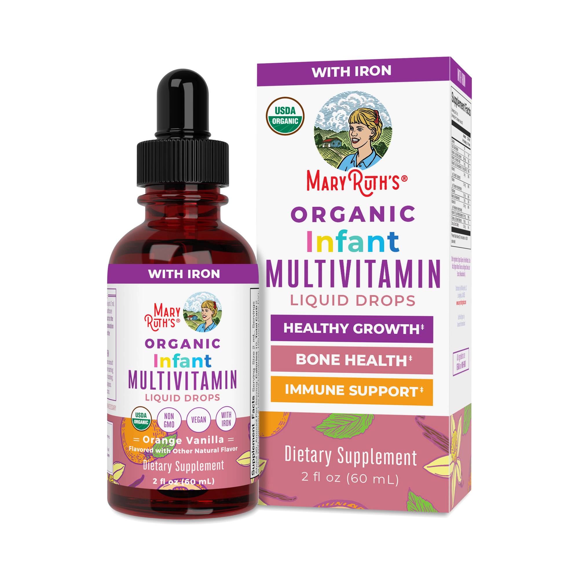Infant Multivitamin with Iron Liquid Drops, Orange Vanilla