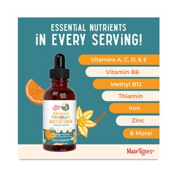 Organic Toddler Multivitamin Iron Liquid Drops, Orange Vanilla