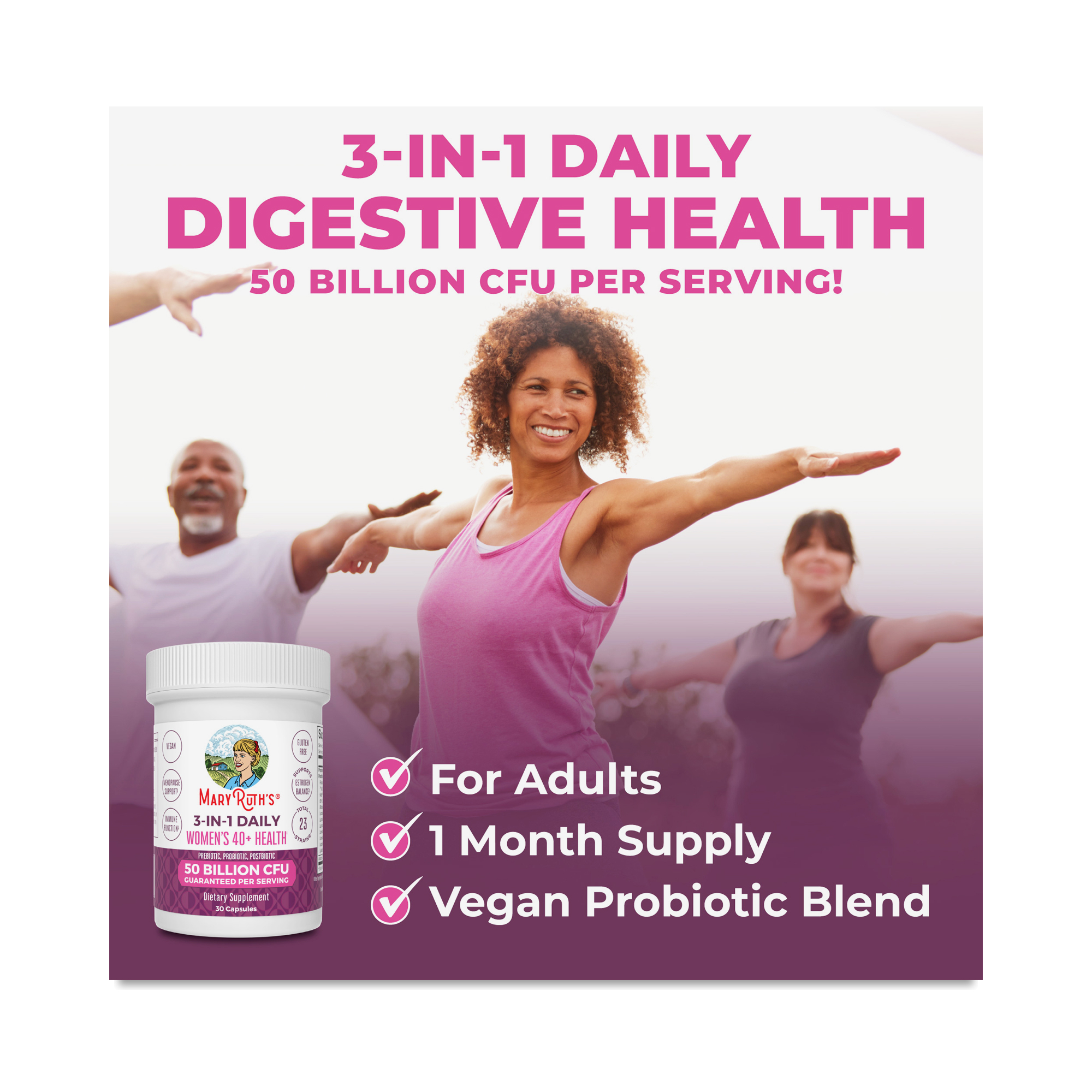 MaryRuth's Women's 40+ 3-in-1 Daily Probiotic Capsules | Thrive Market